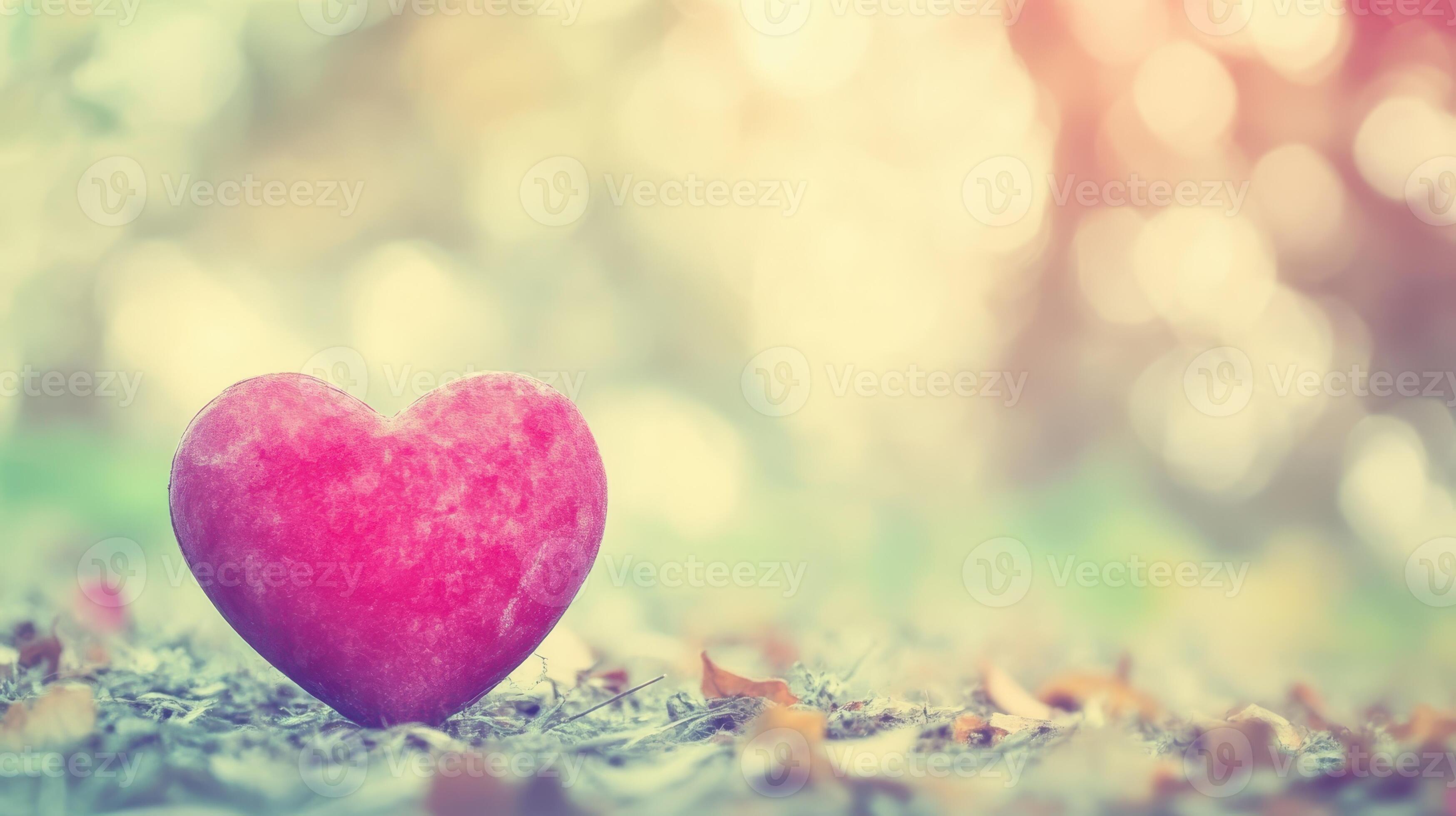 3497x1960 Pink Heart Symbol of Romance and Valentine's Day, Love Expression in Peaceful Nature Scene