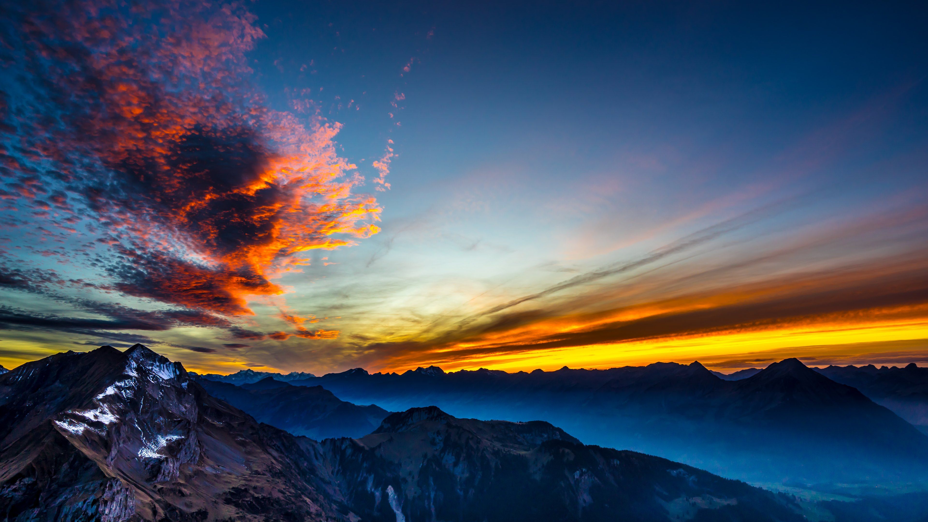 3840x2160 Desktop wallpaper: Earth, Sunset, Cloud, Mountain, Sky 4K free download for PC. 808605