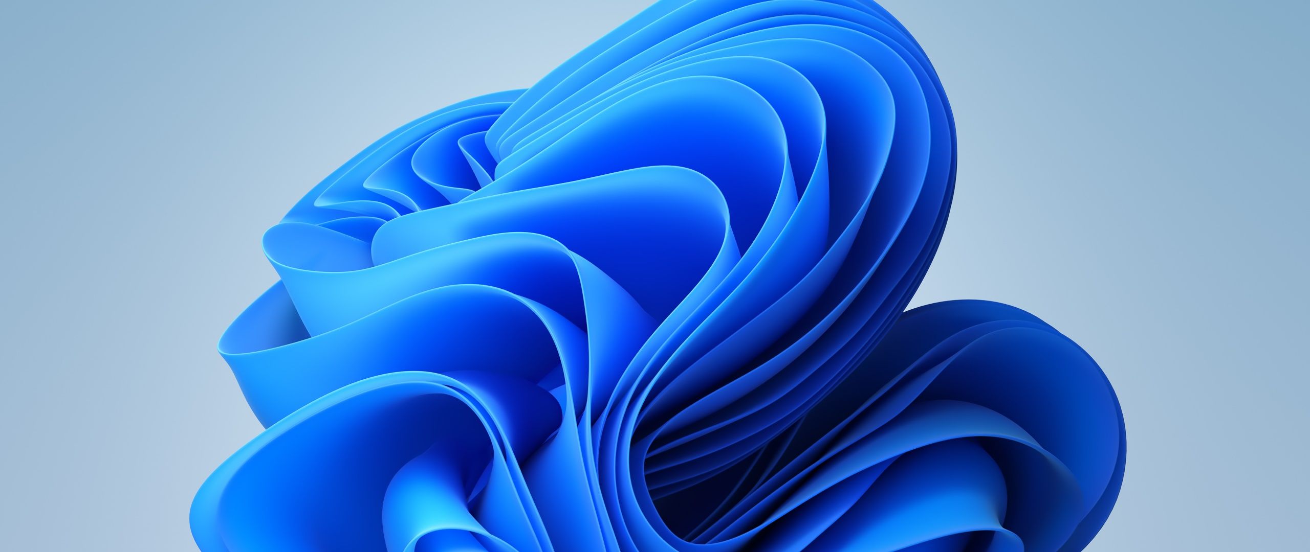 2560x1080 Windows 11 Bloom Blue Light Theme 4K Wallpaper
