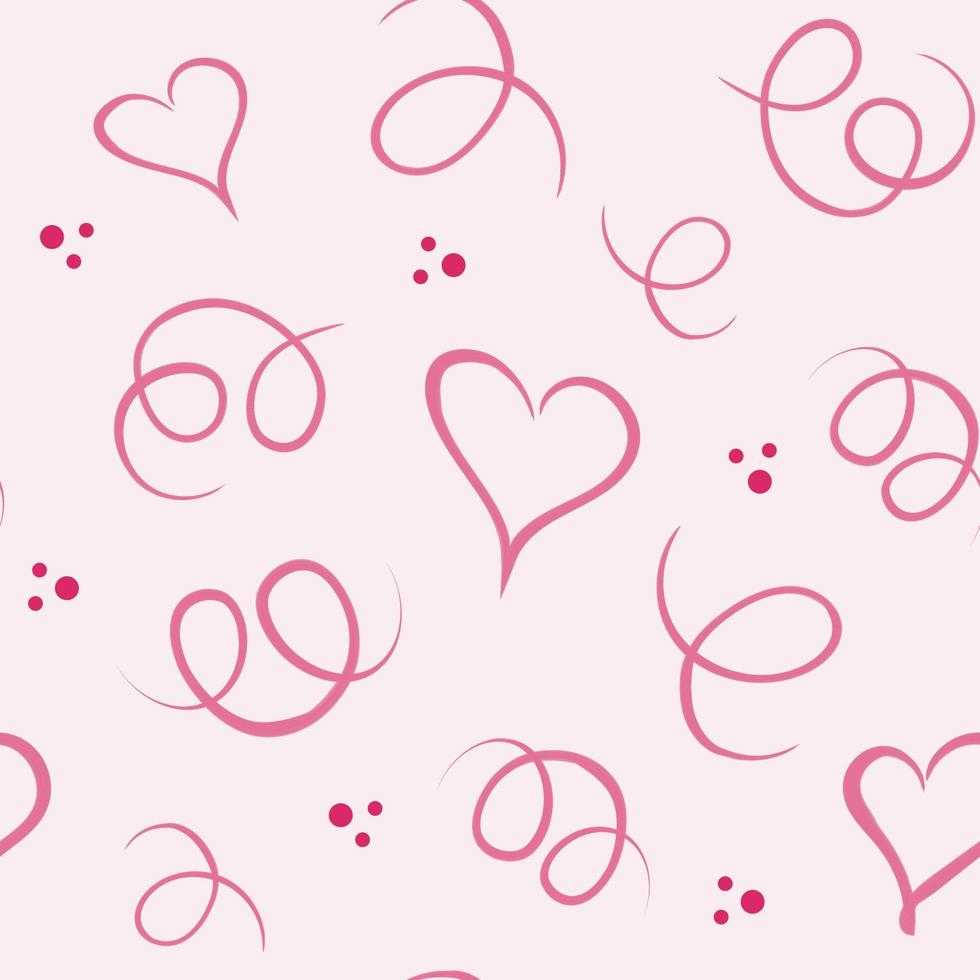 980x980 Seamless pattern with watercolor pink hearts and elements. Romantic cute baby print. Little princess design. Pink wallpaper for baby girl. Valentines day concept