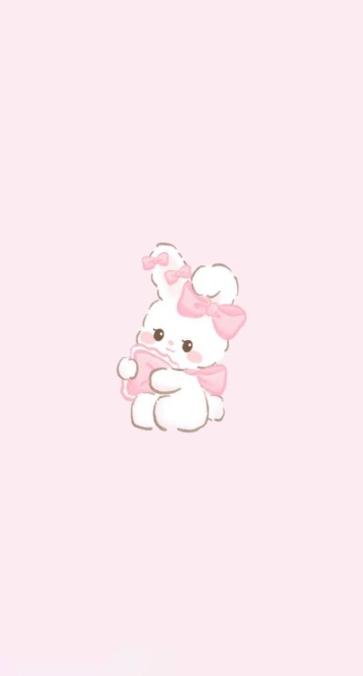 736x1368 Cute light pink wallpaper. White bunny aesthetic cartoon, Pink and white bunny wallpaper, Kawaii wallpaper