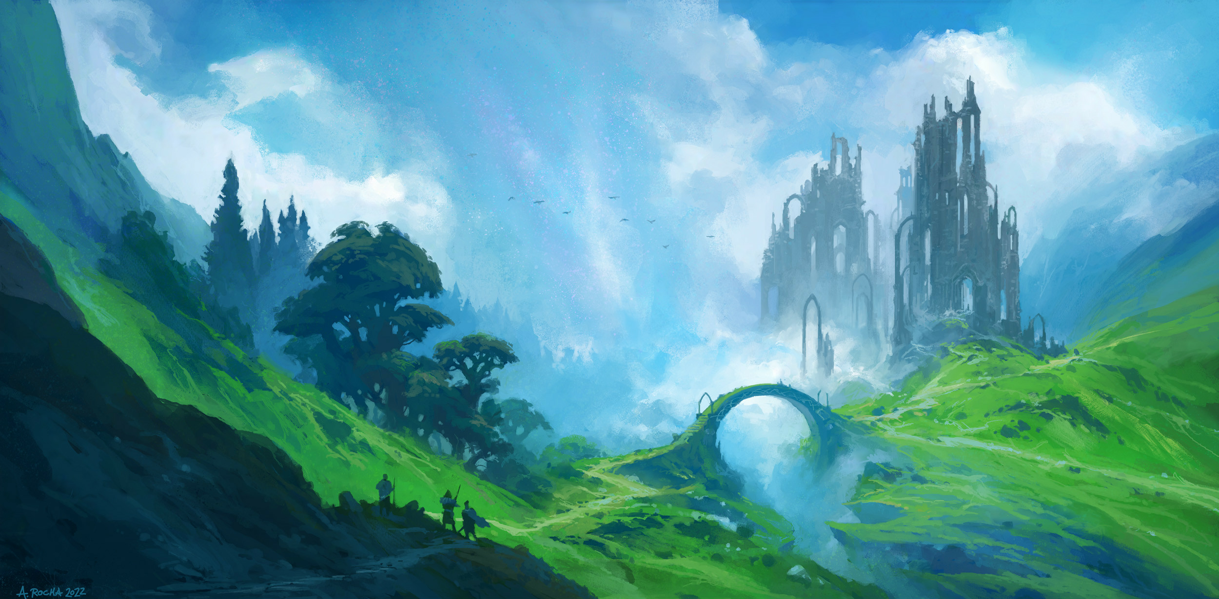 2500x1230 Fantasy Landscape HD Digital Art Wallpaper, HD Fantasy 4K Wallpaper, Image and Background