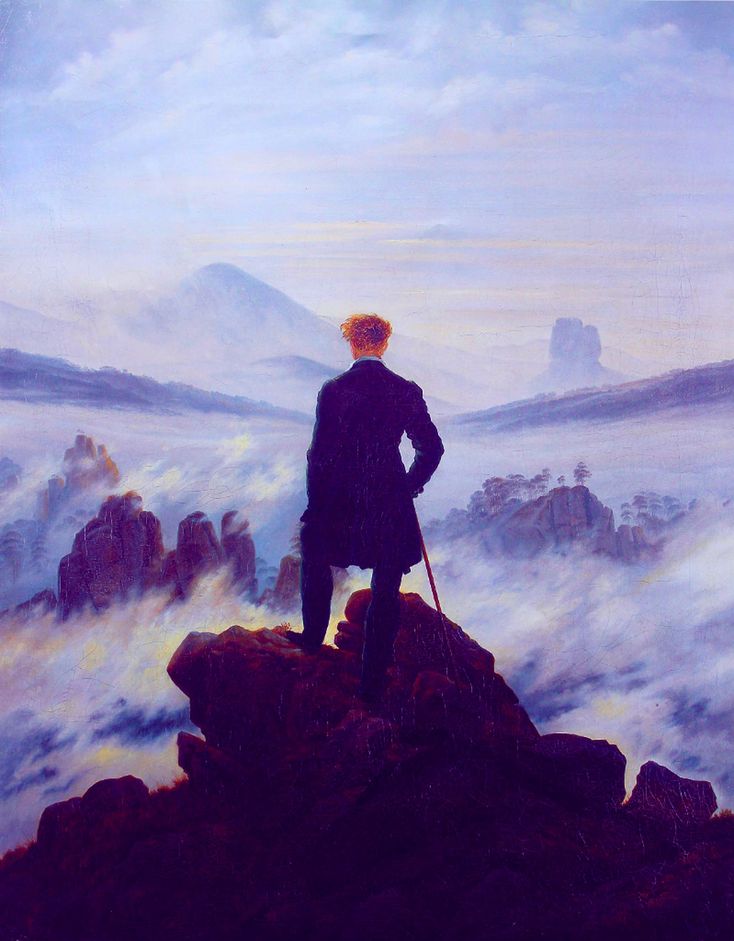 2341x3000 Casper David Friedrich über dem Nebelmeer. Einsamkeit Leinwand Kunst Handgemalte Ölgemälde Reproduktion. Allein Mann Landschaft Kunst