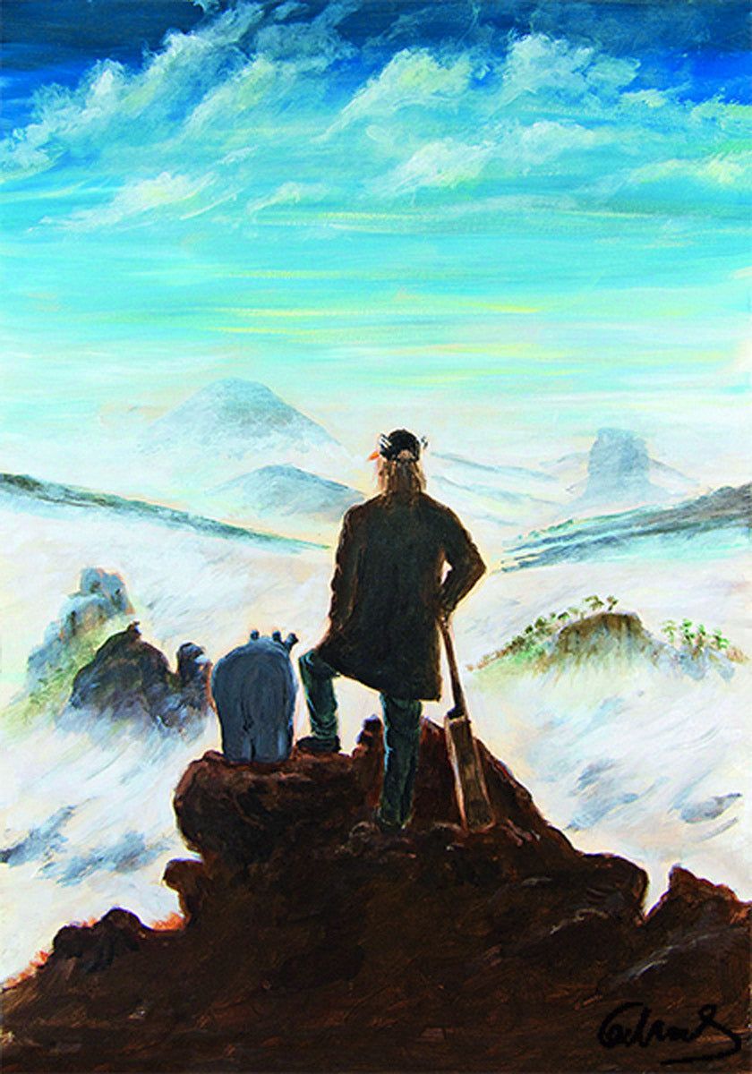 840x1200 Zwei Wanderer über dem Nebelmeer