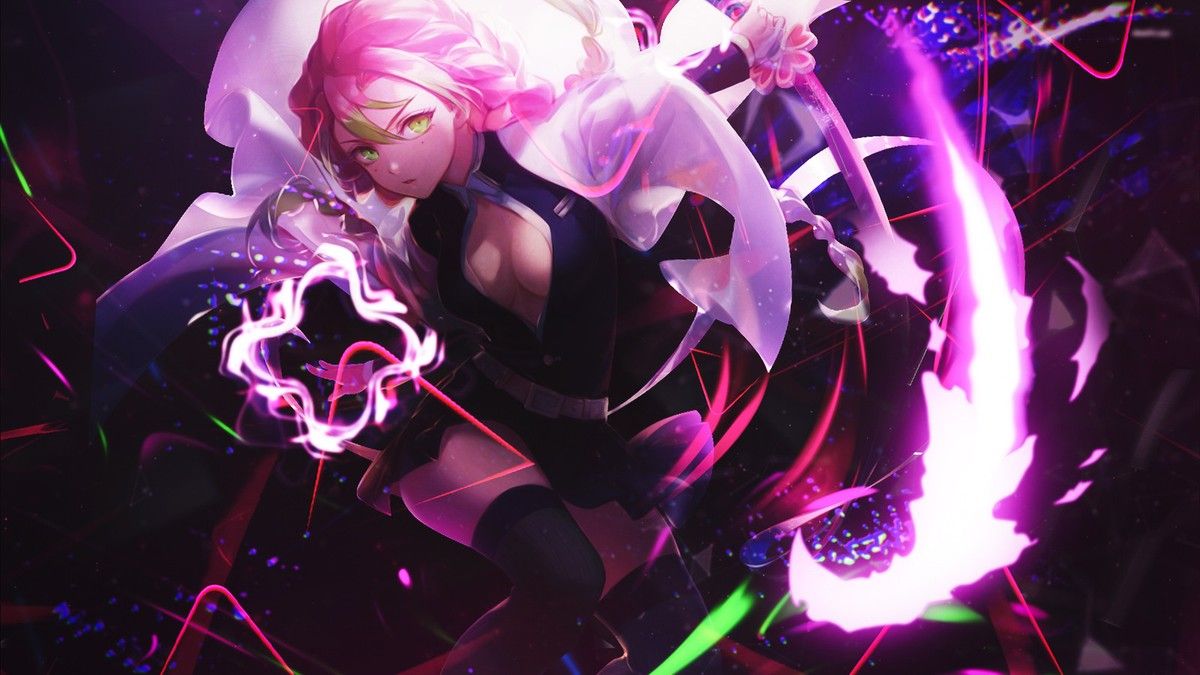 1200x675 Anime big boobs girls mitsuri kanroji kimetsu no yaiba Custom Gaming Mat Desk