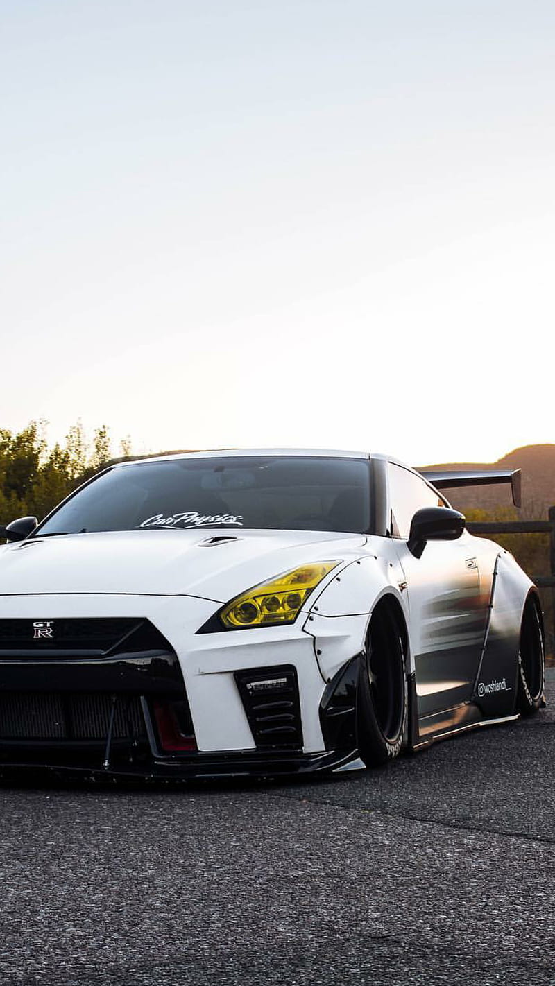 800x1422 NISSAN GTR, white, car, supercar sports, america, black, HD phone wallpaper