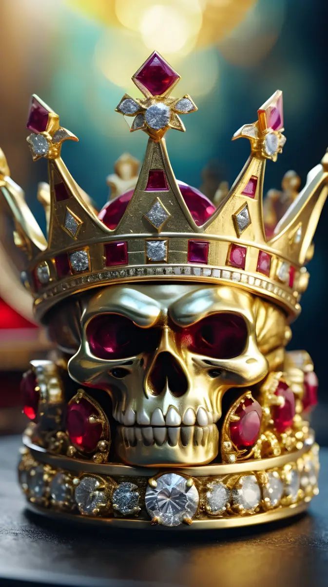 673x1206 Skull with Diamonds and Rubies wallpaper