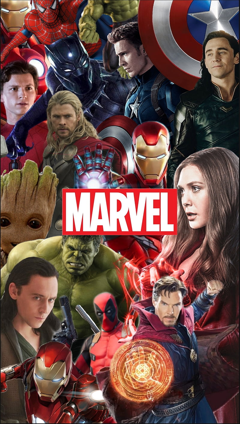 800x1415 Marvel colage no charactars, ironman, marvel, power, spiderman, wanda, HD phone wallpaper