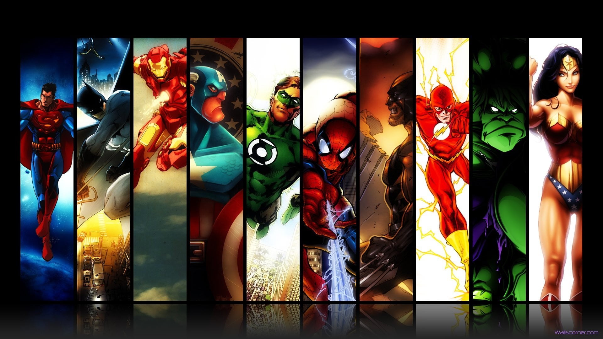 1920x1080 Marvel Comics, DC Comics, Batman, Iron Man HD wallpaper