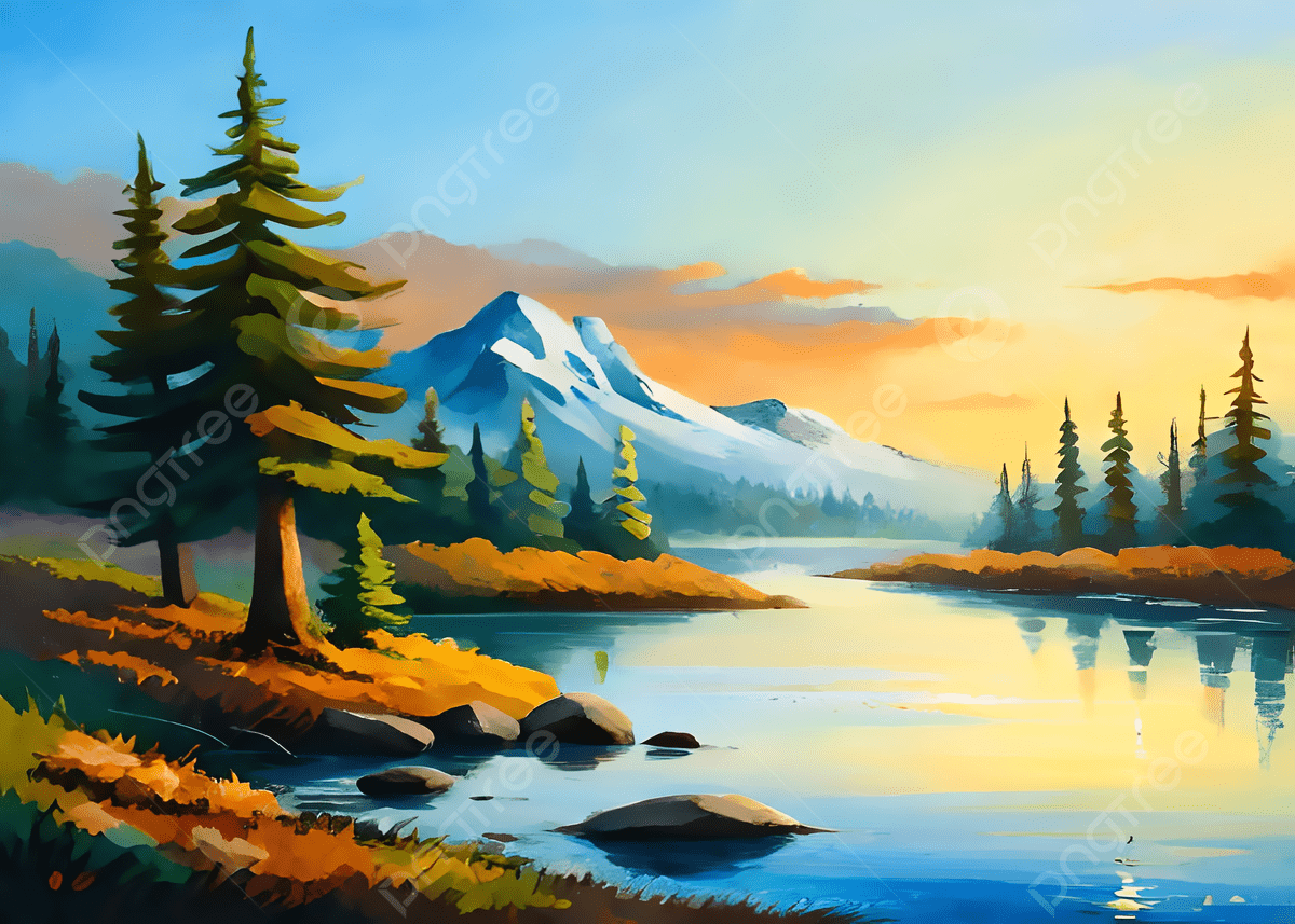 1200x857 Mountain Lake Nature Background Oil Painting, Wallpaper, Free Wallpaper, Mountains Background Image And Wallpaper for Free Download