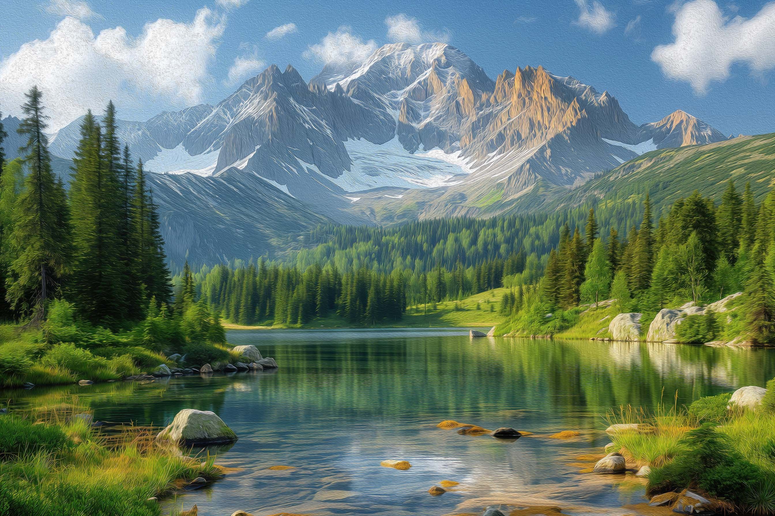 2688x1792 Mountain Landscape Oil Painting Art Print (digital Download)