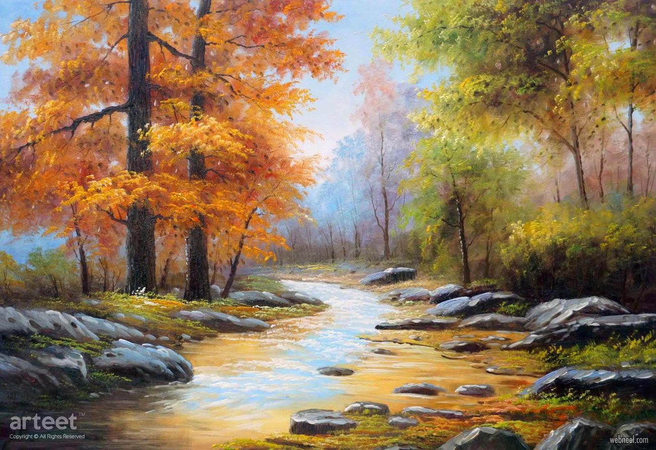 1300x892 Nature Scenery Oil Painting Trees By Arteet 17