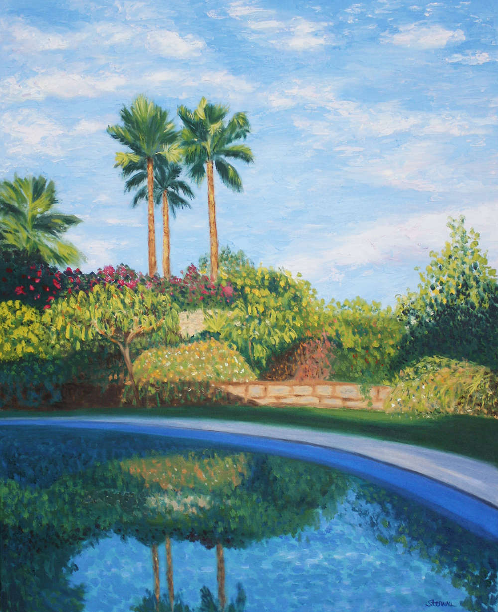 1000x1227 Pool with Clouds Oil Painting Sternau Studios