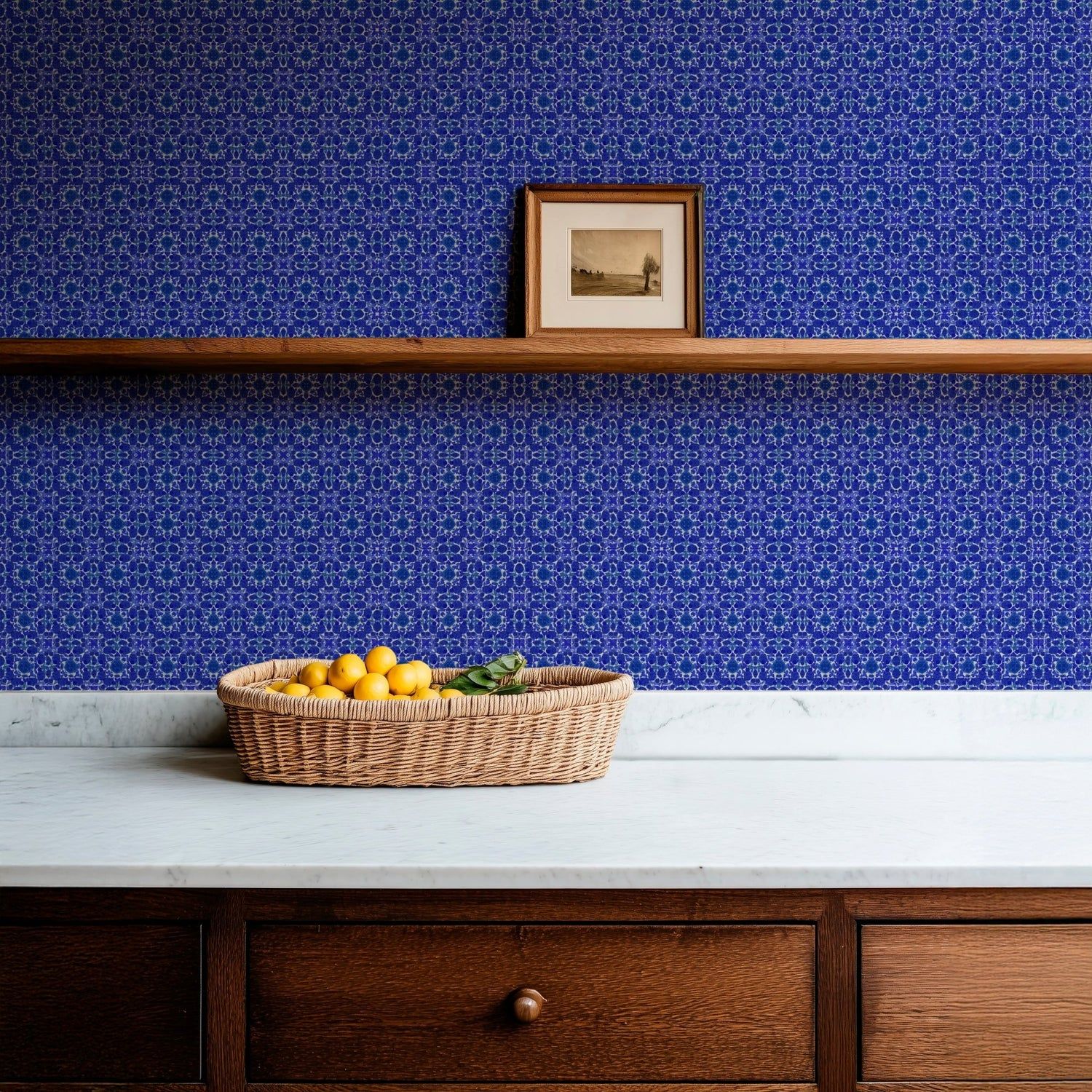 1500x1500 Victorian Lace Blue Wallpaper for English Cottage Style and Stick Removeable / Sample 11 x 24 inches