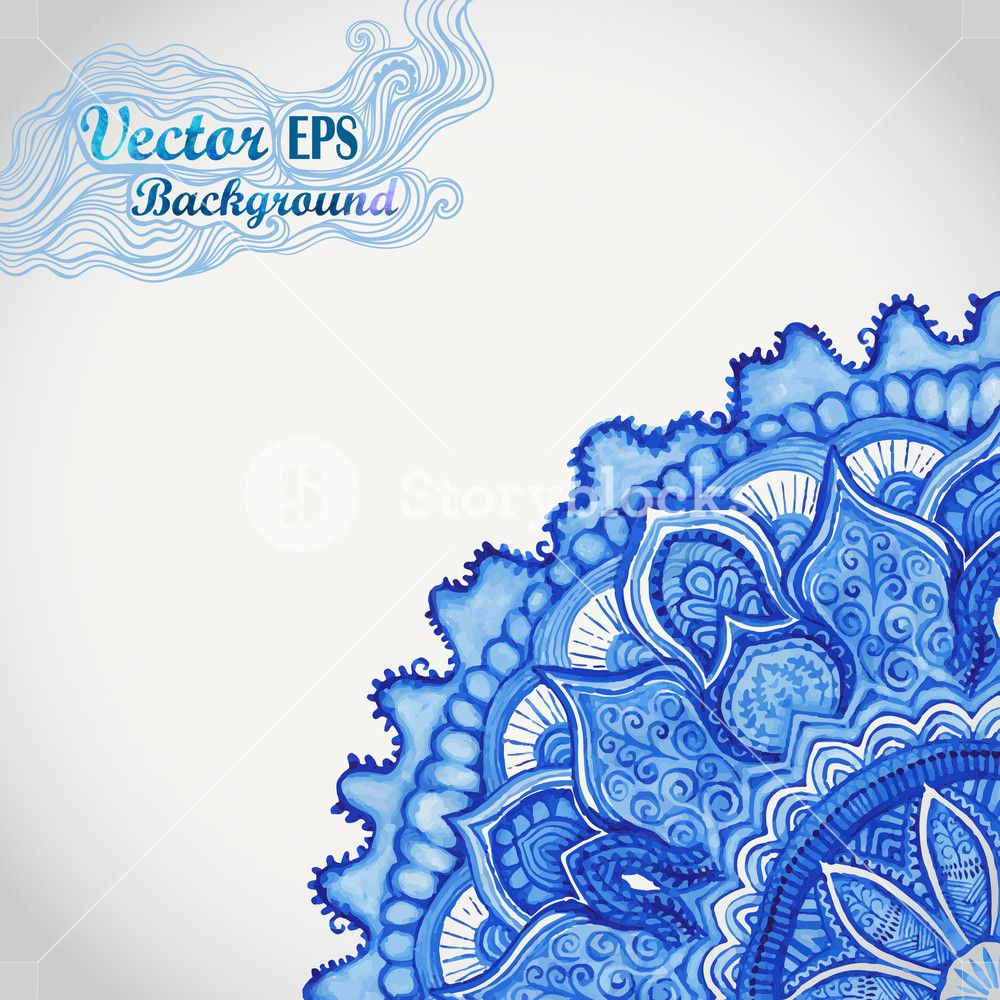 1000x1000 White And Blue Ornament.watercolor Vector Gzhel. Doily Corner Lace Pattern Royalty Free Stock Vector SBI 300468613