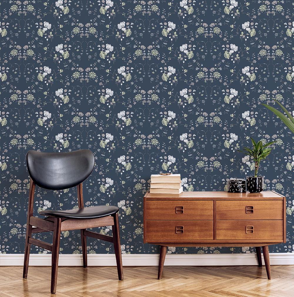1000x1008 Floral Lace Sea Wallpaper Sample / Faux Grasscloth