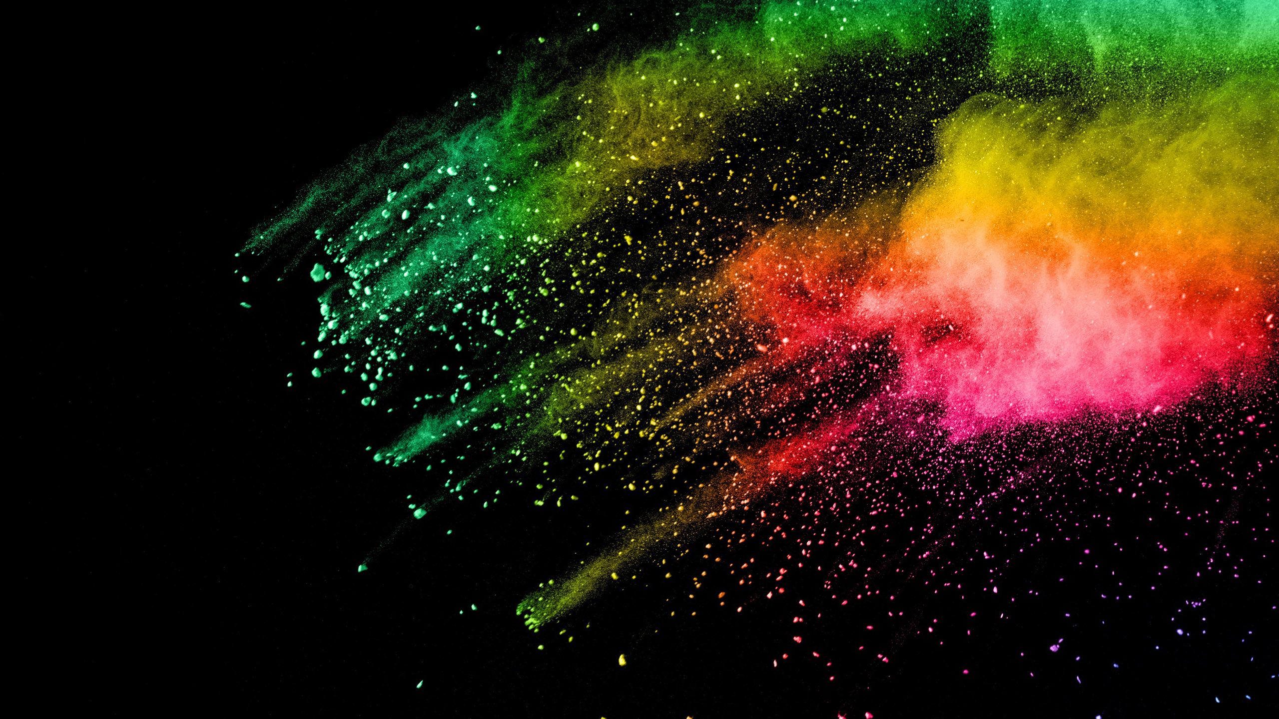 2560x1440 Bright Smoke Colors Splashes Of Paint Black Background HD Abstract Wallpaper