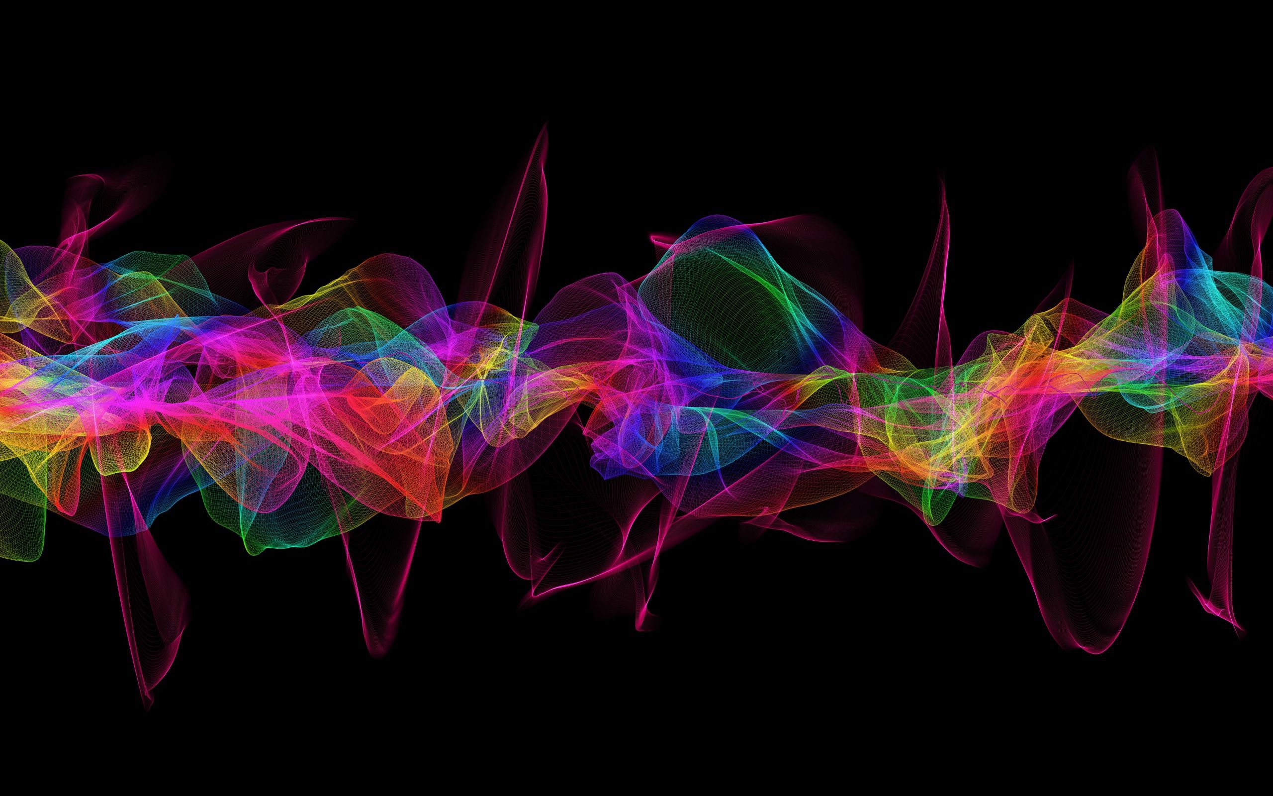 2560x1600 Colorful bright abstract waves on black background Desktop wallpaper 2560x1600