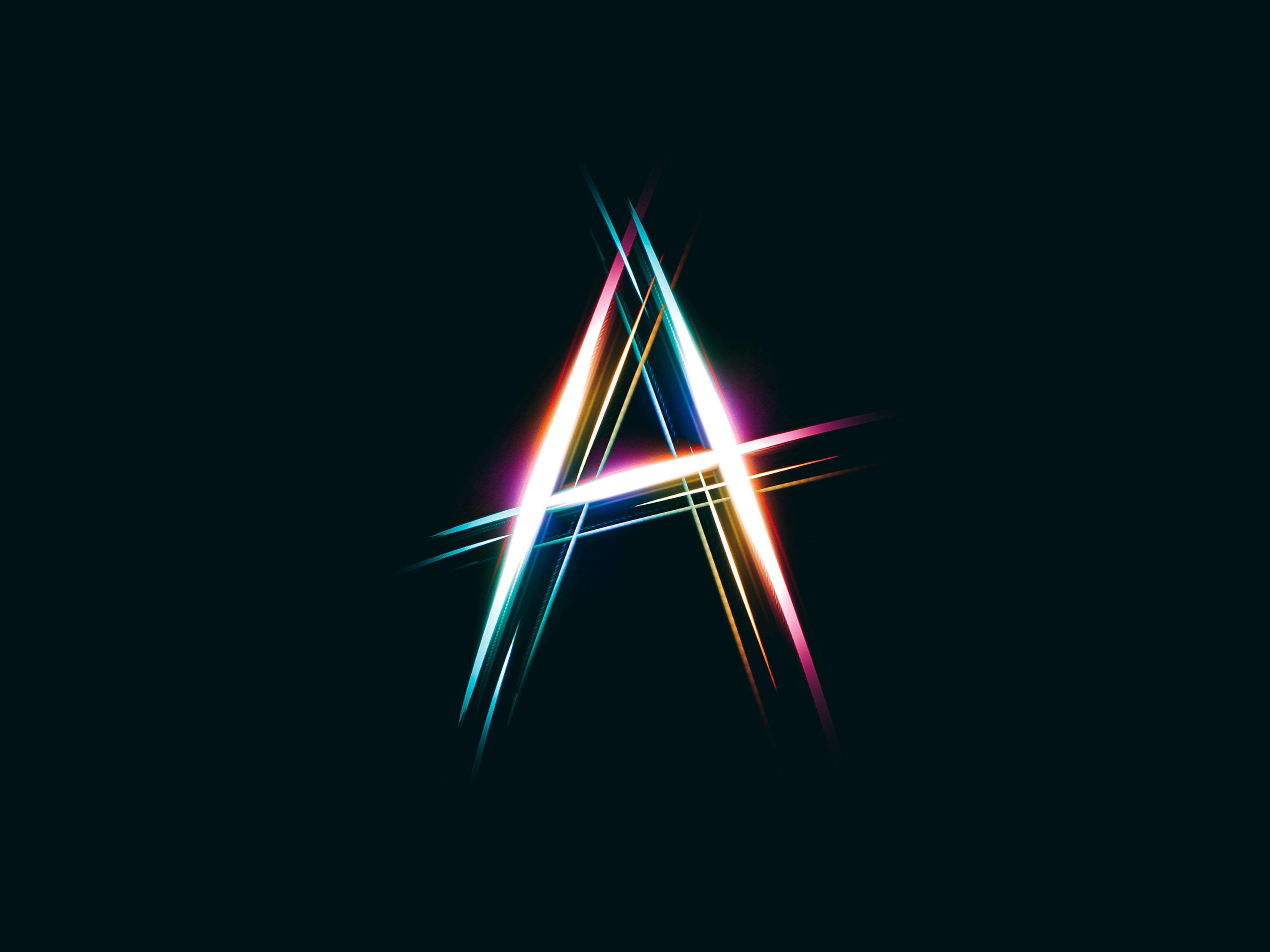3000x2250 The letter a is made up of bright lines