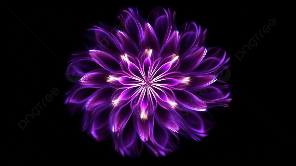 1200x673 Flower Shaped Ornament Formed By Bright Glowing Purple Lights In 4k Uhd Quality 3D Illustration On Black Background, Dark Wallpaper, 3D Wallpaper, Wallpaper Background Image And Wallpaper for Free Download