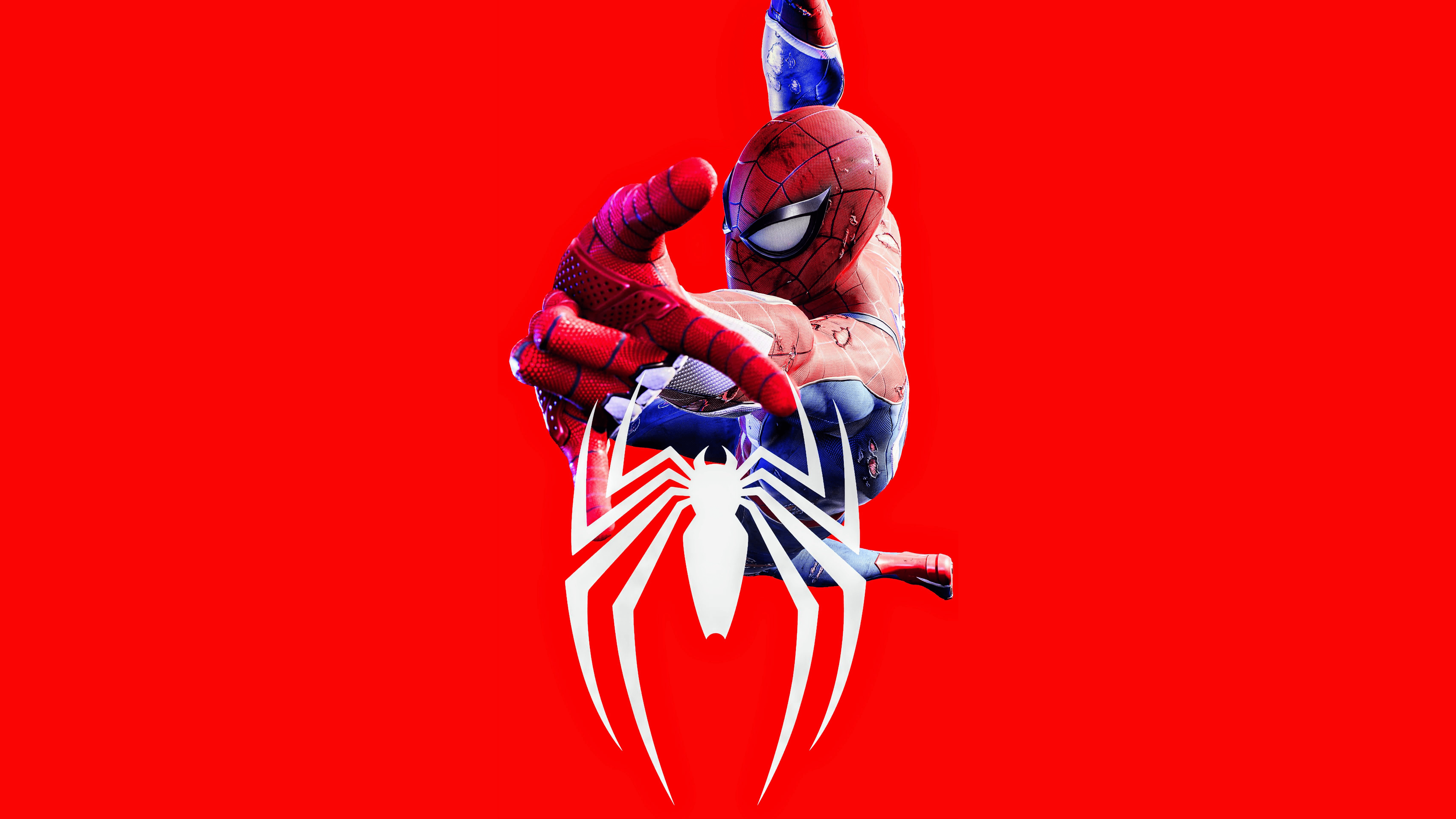 7680x4320 Spider Man Wallpaper 4K, Stunt, Red Background, 5K, 8K