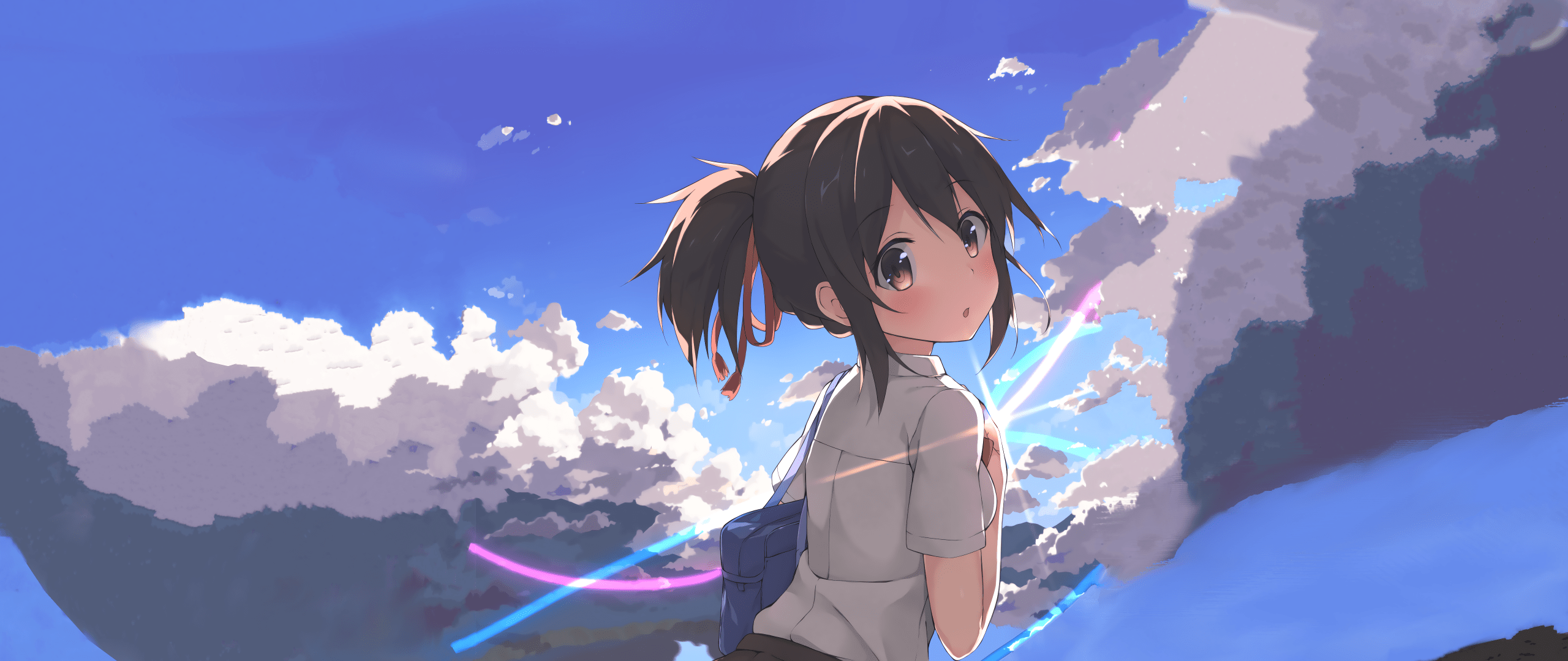 2560x1080 Mitsuha Miyamizu Wallpaper 4K, Your Name, Anime girl