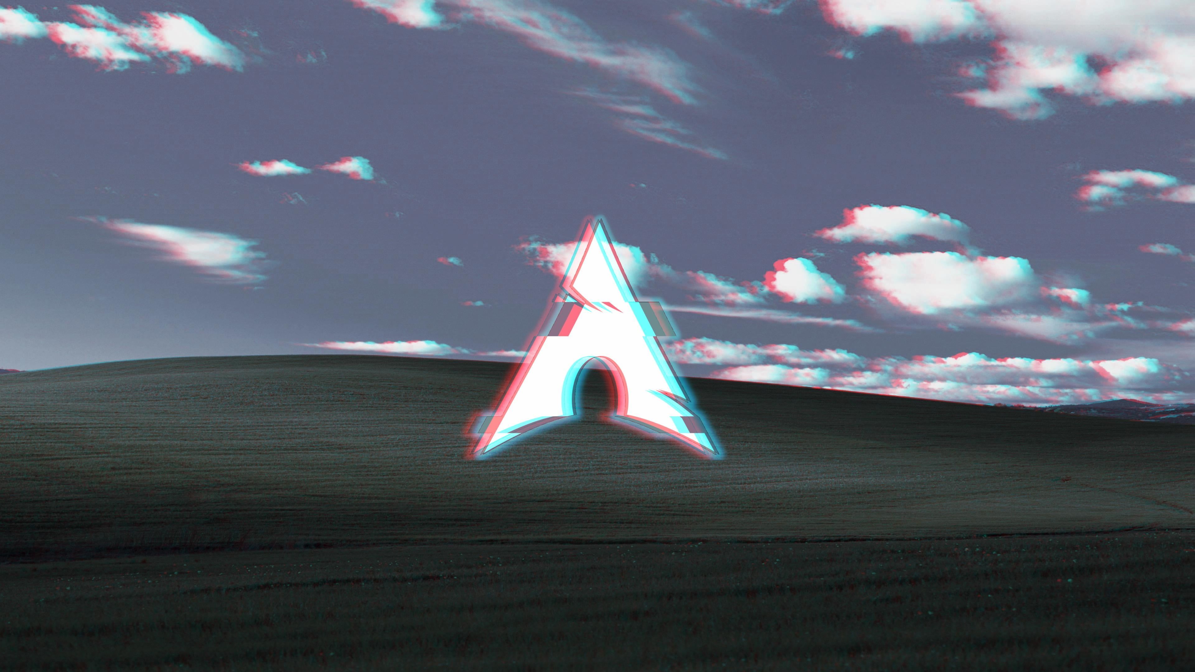3840x2160 Arch Linux logo with Windows XP background