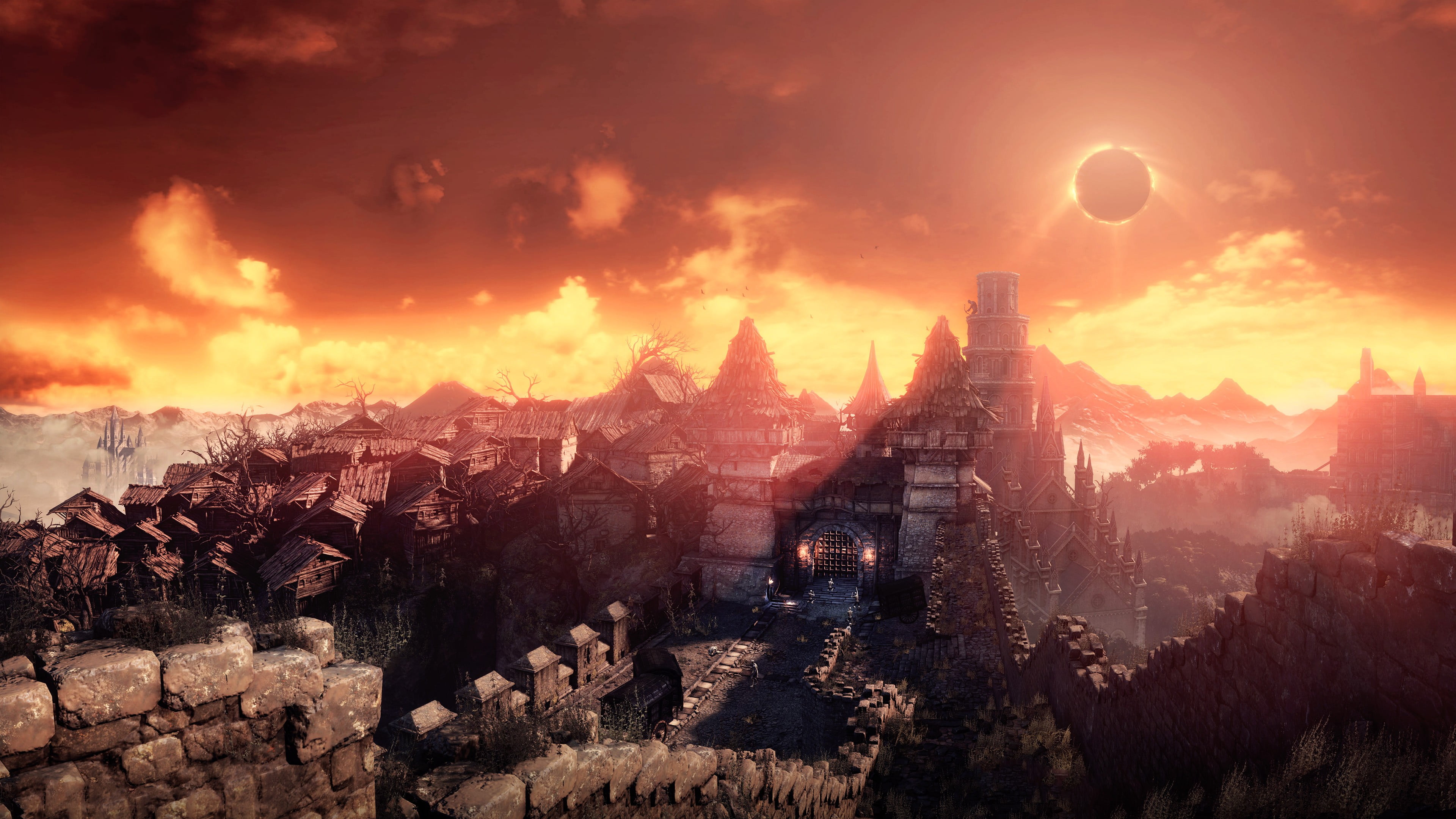 3840x2160 Dark souls 3 Village, Dark Souls III HD wallpaper