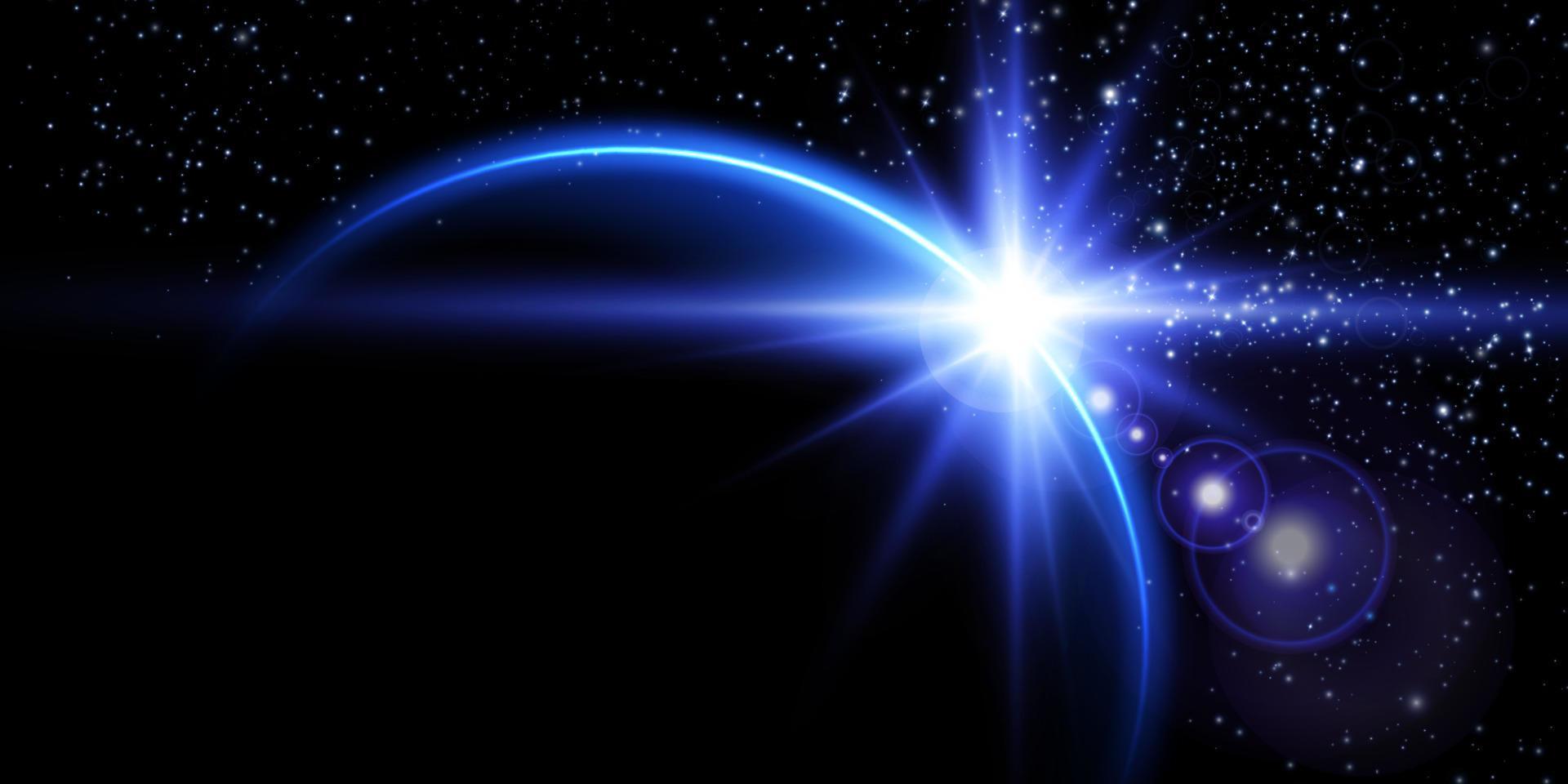 1920x960 The edge of a solar eclipse on a black background, blue. Blue eclipse for product advertising, natural phenomena, horror concept and others