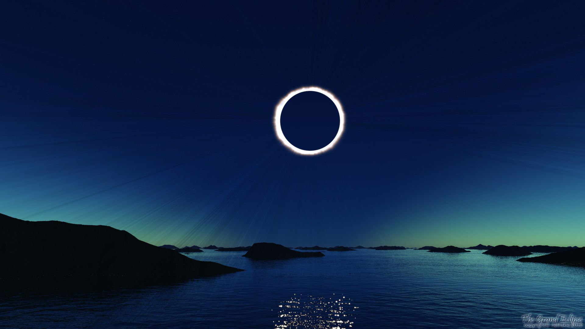 1920x1080 Eclipse Over Tranquil Seas