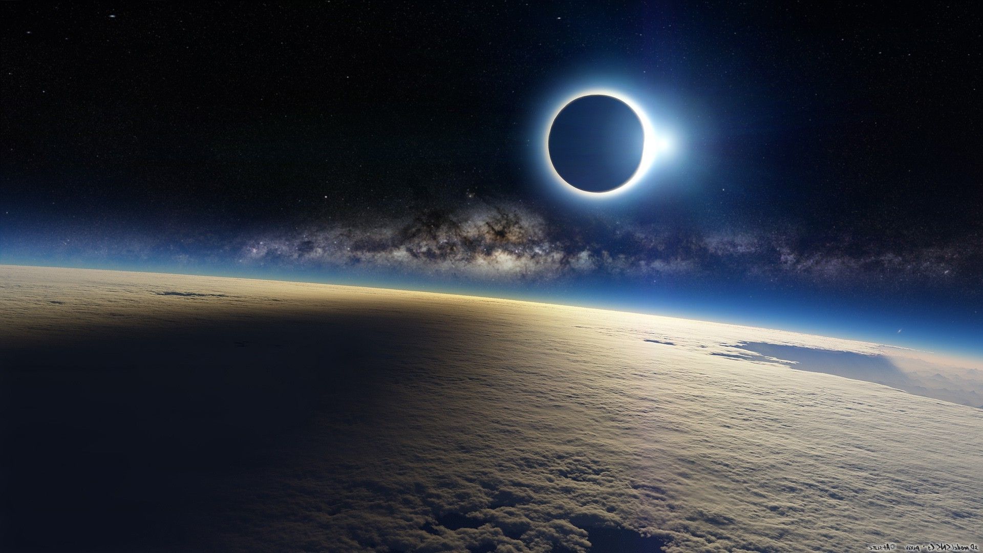 1920x1080 landscape, Clouds, Solar Eclipse, Planet, Space, Eclipse Wallpaper HD / Desktop and Mobile Background