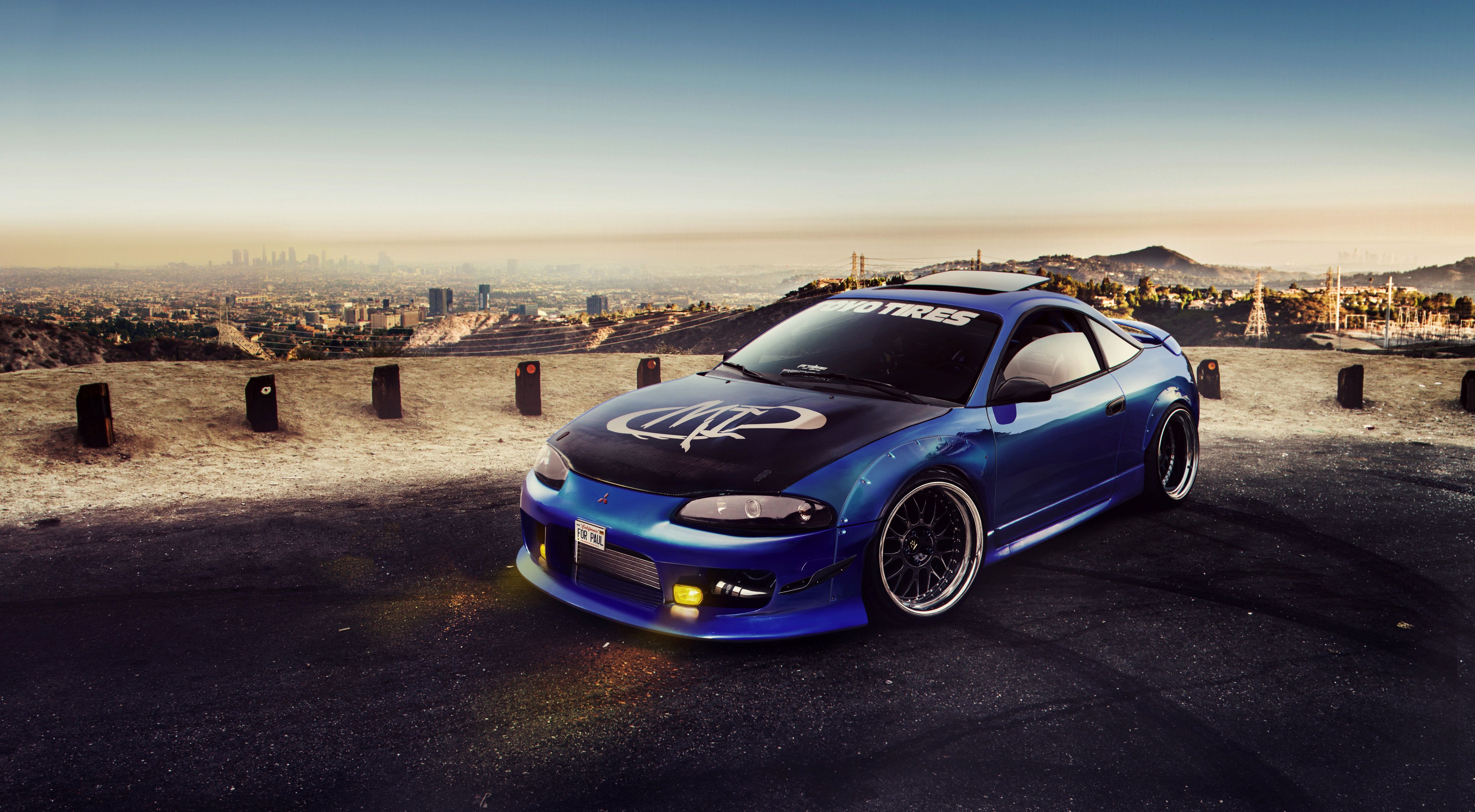 5000x2754 Wallpaper Virtual, Mitsubishi, tuning, car, eclipse, blue for mobile and desktop, section mitsubishi, resolution 5000x2754