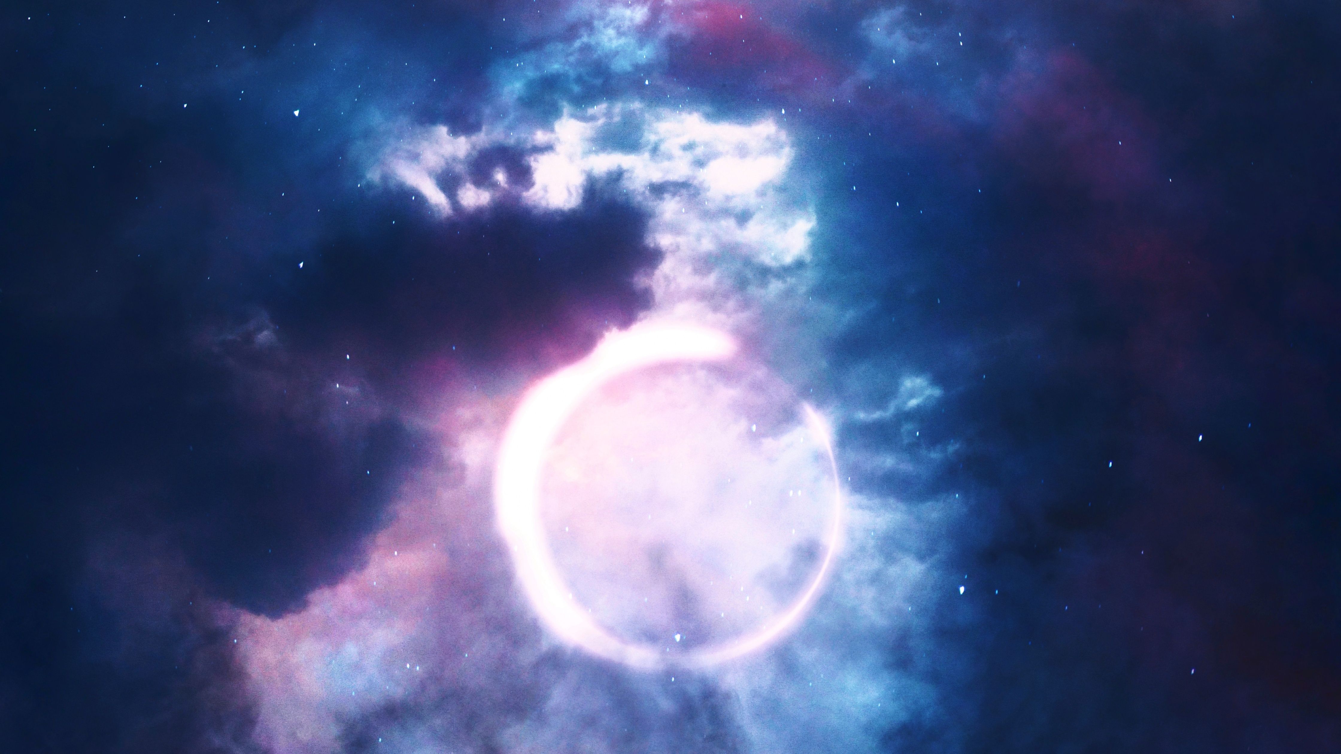4480x2520 Eclipse Wallpaper 4K, Moon, Night, Stars, Clouds, 5K