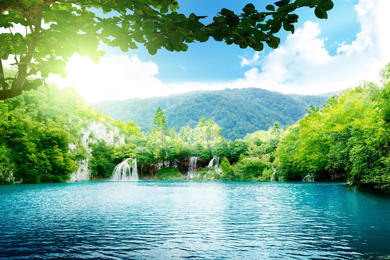 1500x1000 Amazon.com : DZJYQ 10x6.5ft(3x2m) Gorgeous Summer Sky Cloud Green Forest Tree Mountain Waterfall Beautiful Natural Scenery Garden Birthday Party Holiday Wedding Portrait Backdrop Photography Background 72