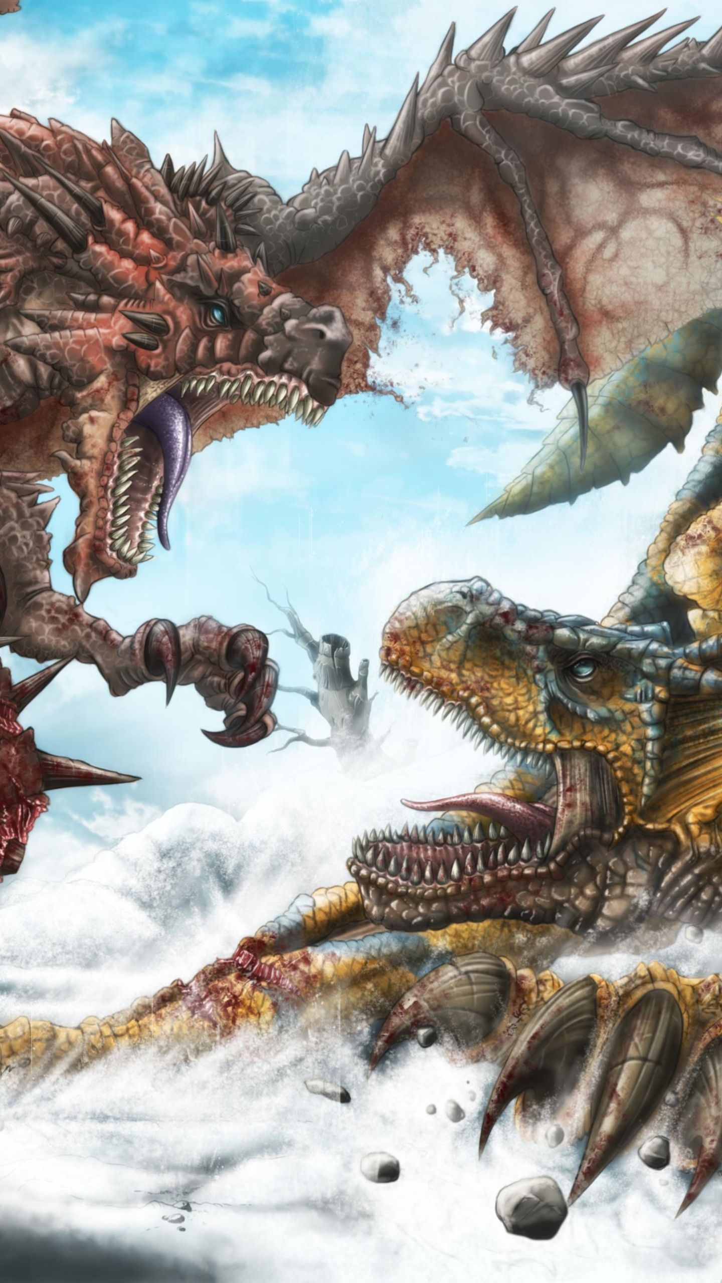 1440x2560 Phone wallpaper: Monster Hunter, Monster, Tigrex (Monster Hunter), Video Game, Long Sword (Monster Hunter) 1080491