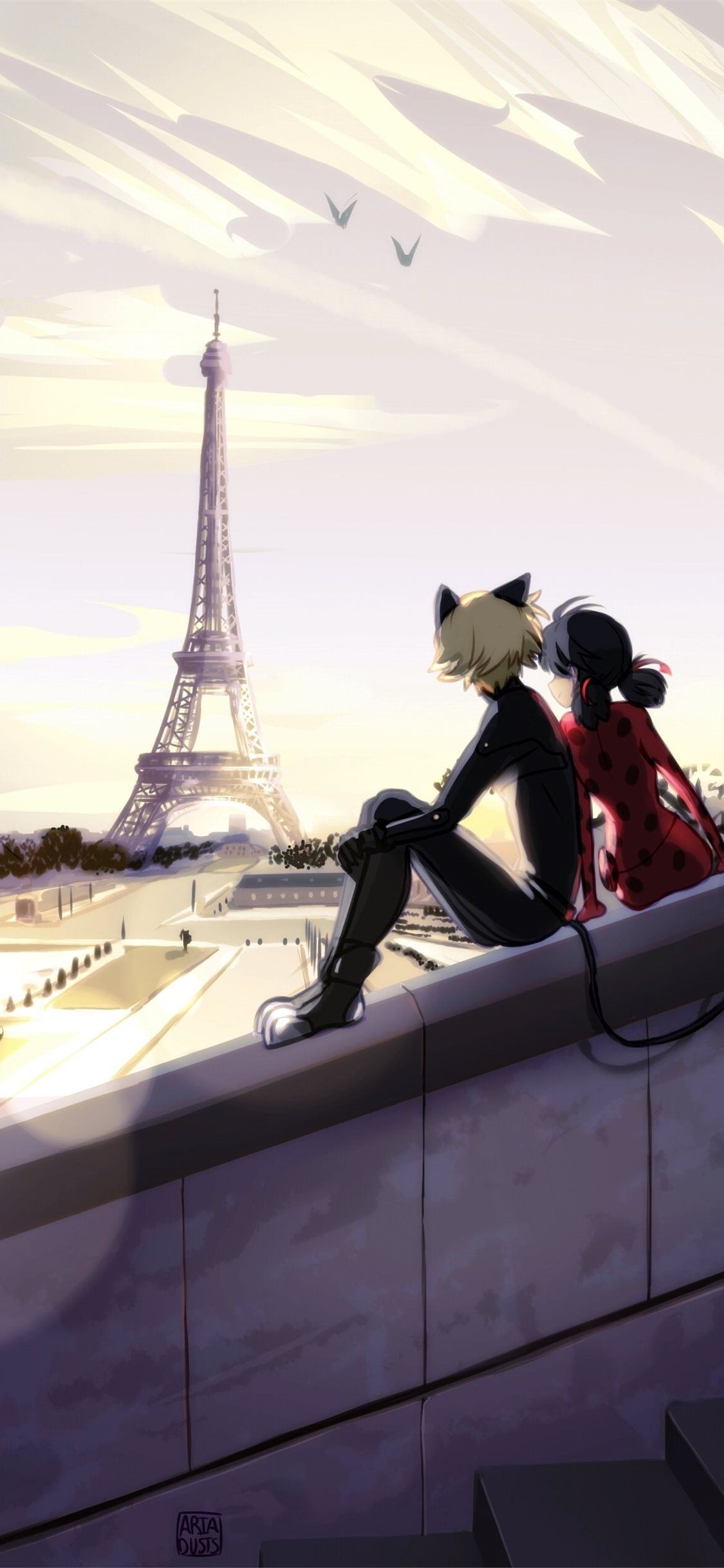 1125x2436 miraculous tales of ladybug cat noir iPhone Wallpaper Free Download