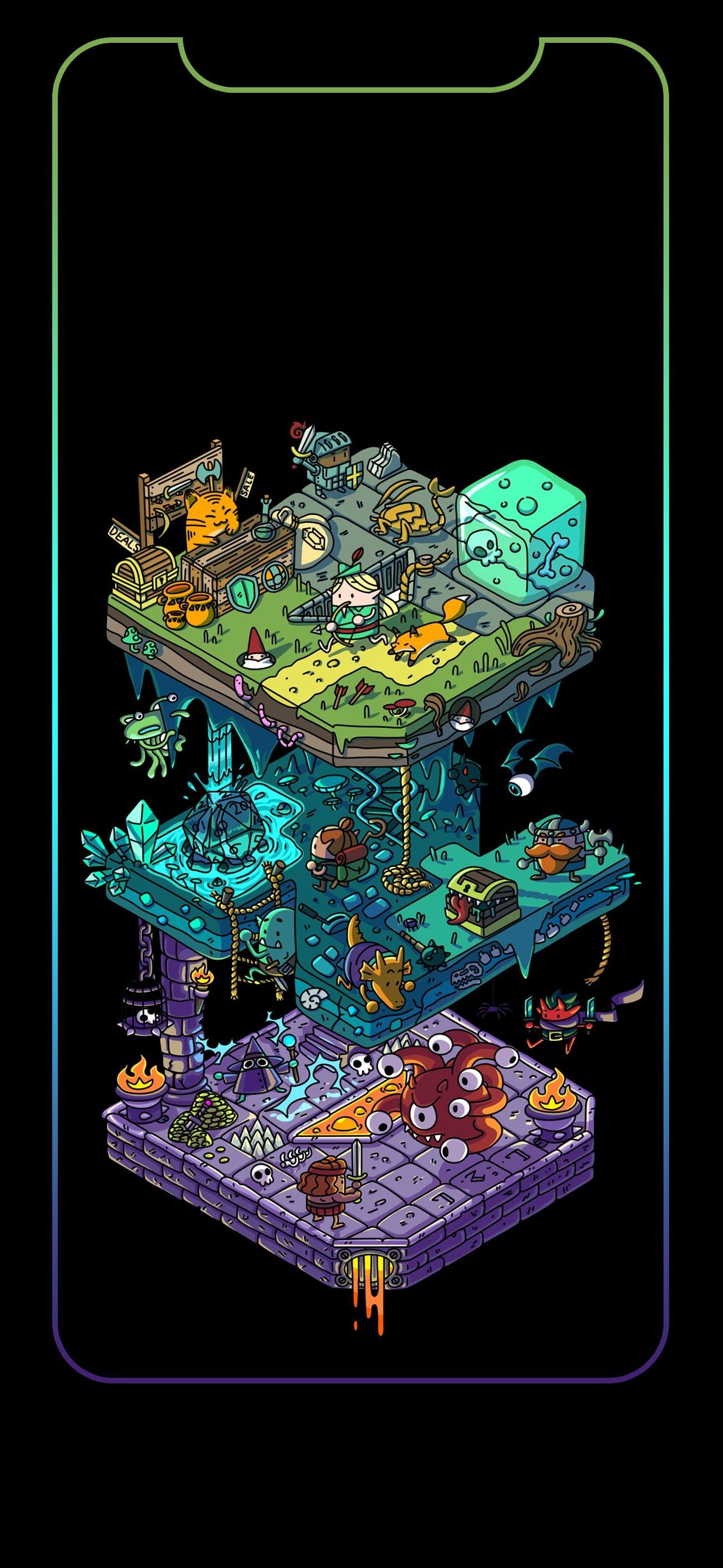 1301x2820 IPhone X DnD Wallpaper By U Citysaurus_art With Lock Screen And Home Screen Variations
