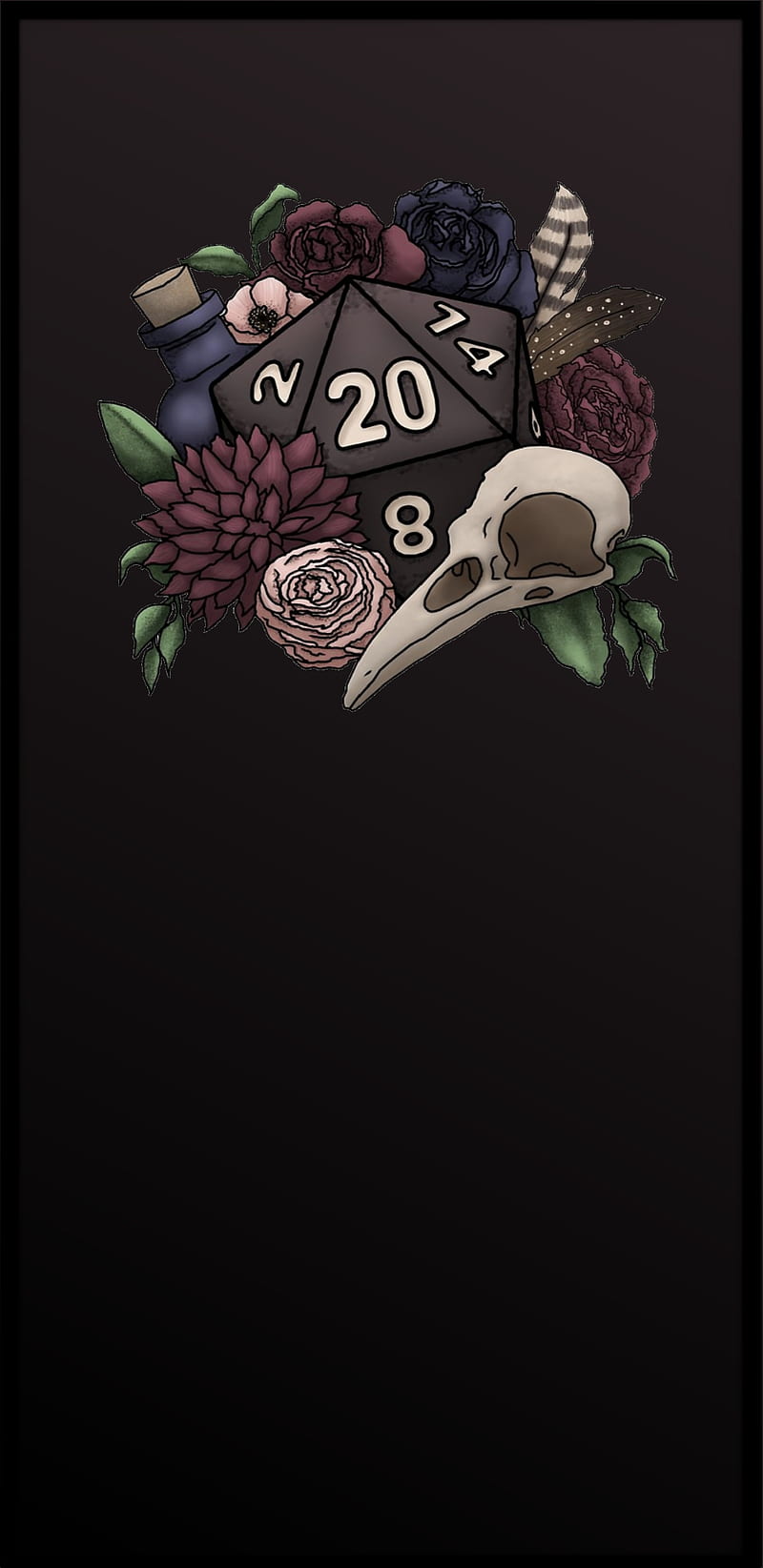 800x1645 Somber dice, brown, dm, dnd, dragons, dungeons, rpg, skull, tabletop, HD phone wallpaper