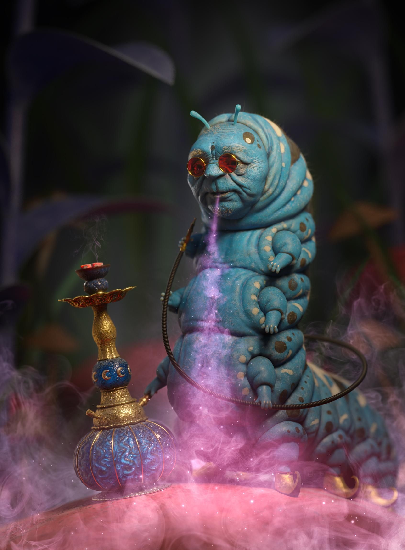 1692x2298 Blue Caterpillar (Alice) Wallpaper