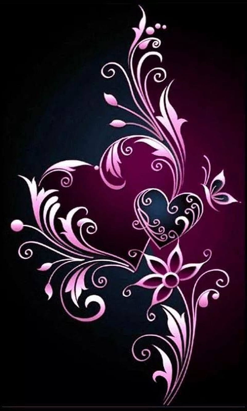 800x1333 Hati, pink dan hitam, Wallpaper ponsel HD