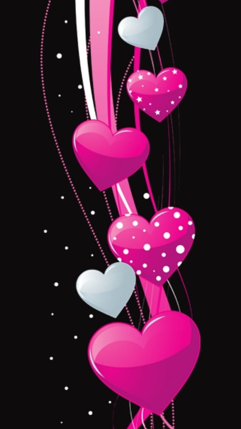 800x1423 750x1334px, 720P download Gratis. Hati yang jatuh, hitam, corazones, pink, Wallpaper ponsel HD