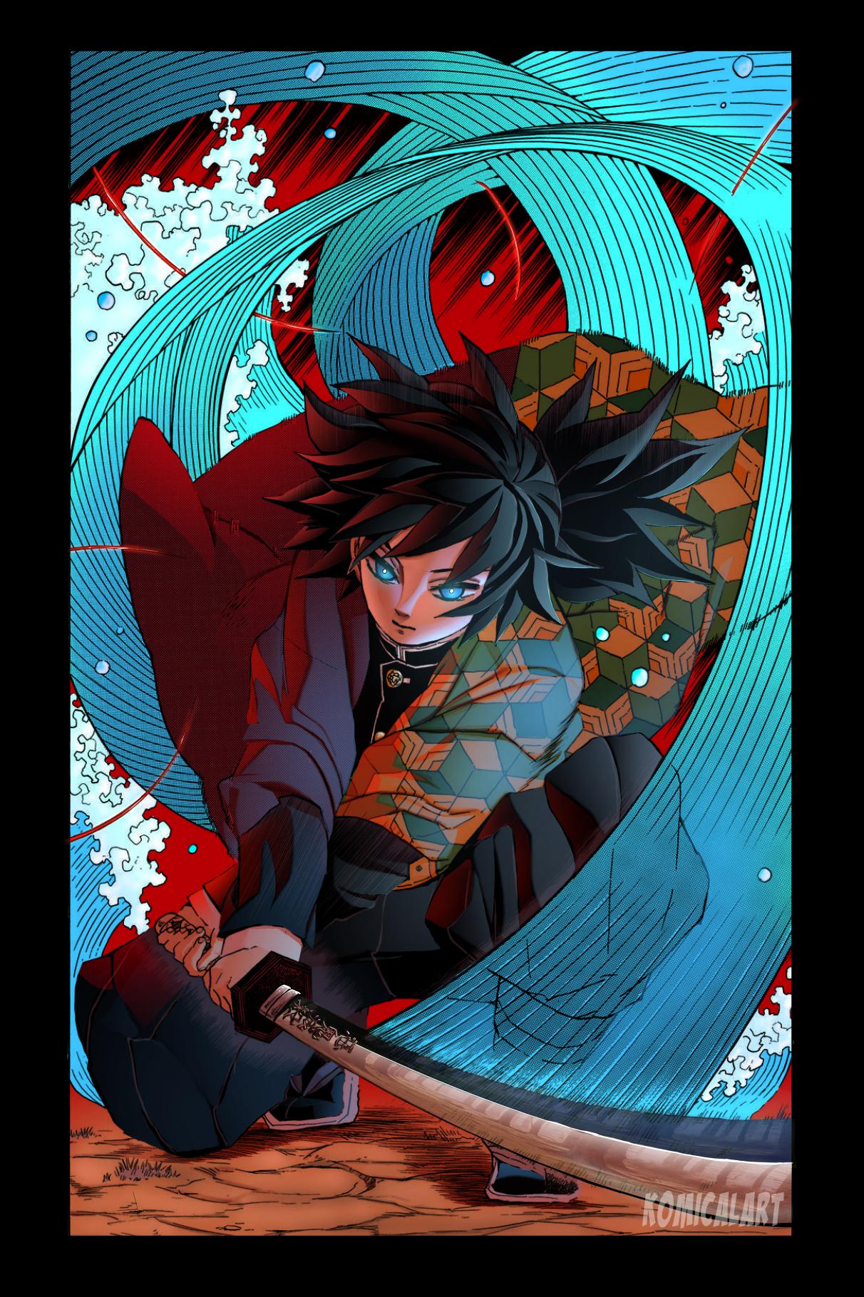 1212x1820 My friend said that the anime's art is better than the manga. so I colored Giyu!