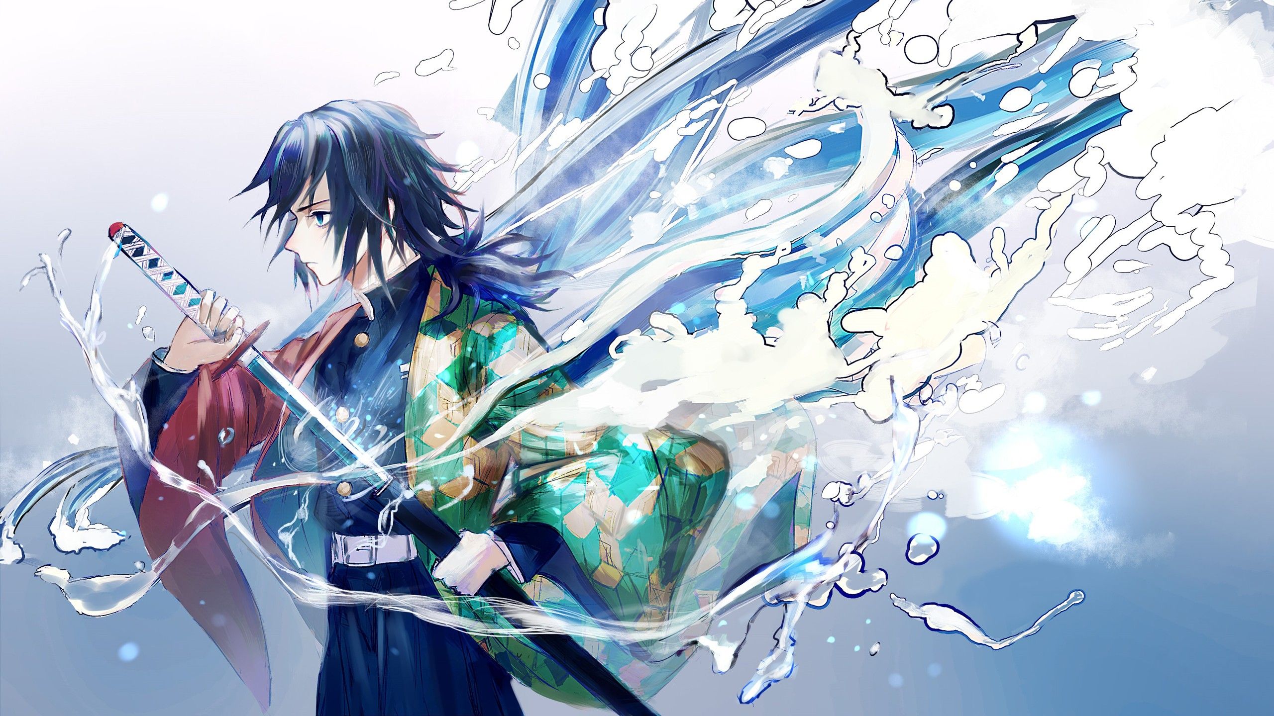 2560x1440 Giyuu Tomioka With Sword HD Demon Slayer Kimetsu no Yaiba Wallpaper
