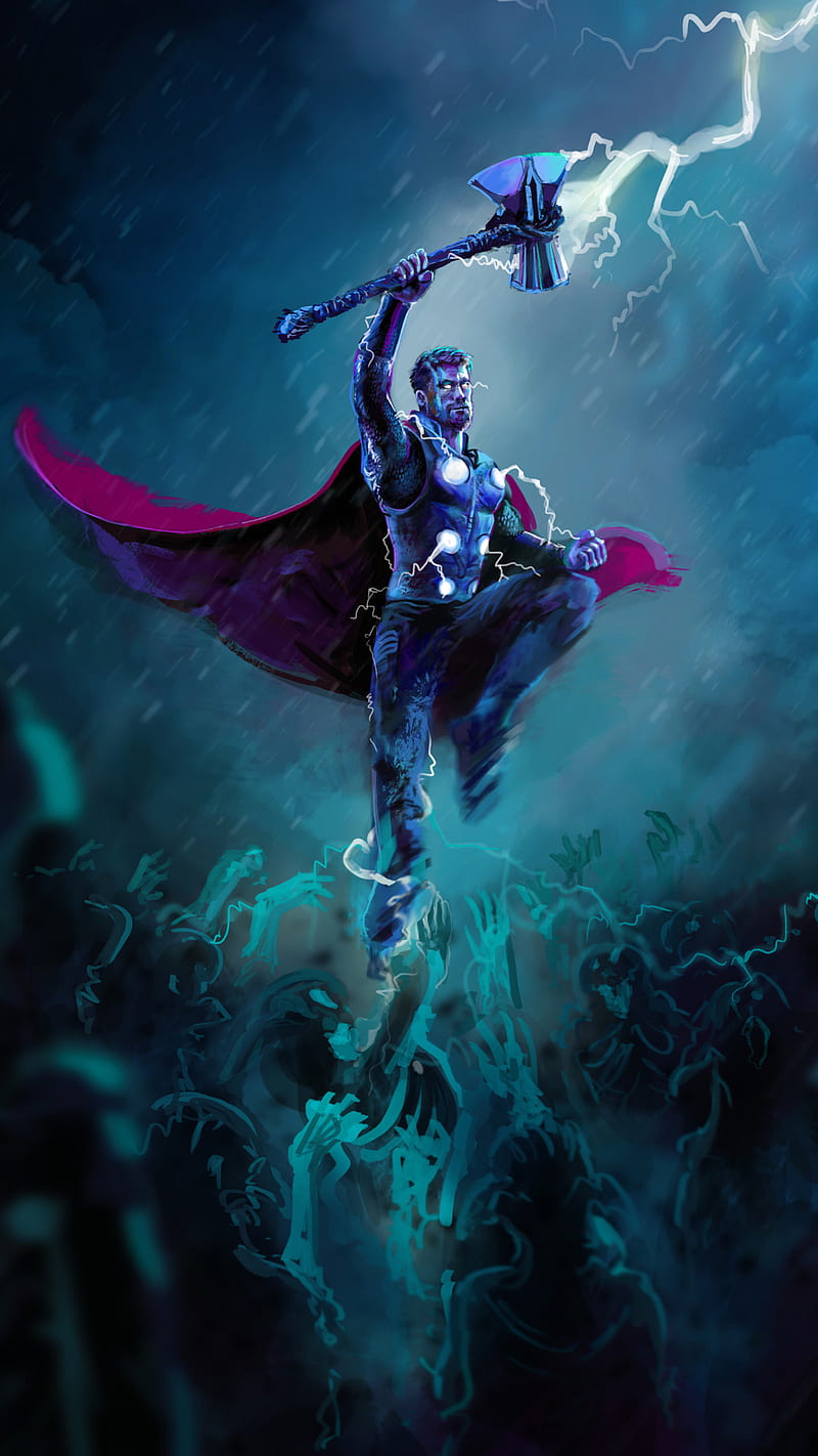 800x1422 Thor, atormbreaker, chris, hammer, infinity war, marvel, movie, HD phone wallpaper