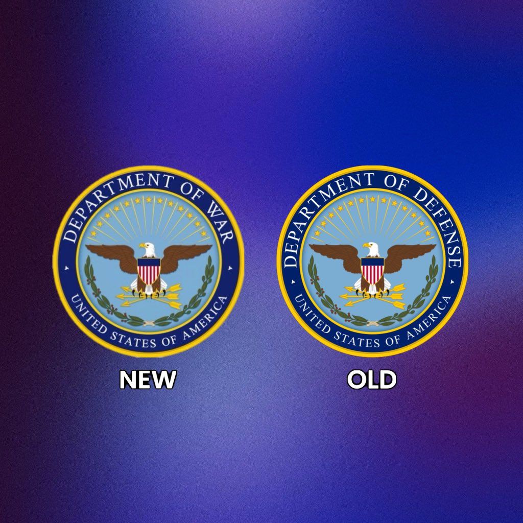 1024x1024 Pop Base on X: The Department of Defense has rebranded to the Department of War following Donald Trump's executive order. / X