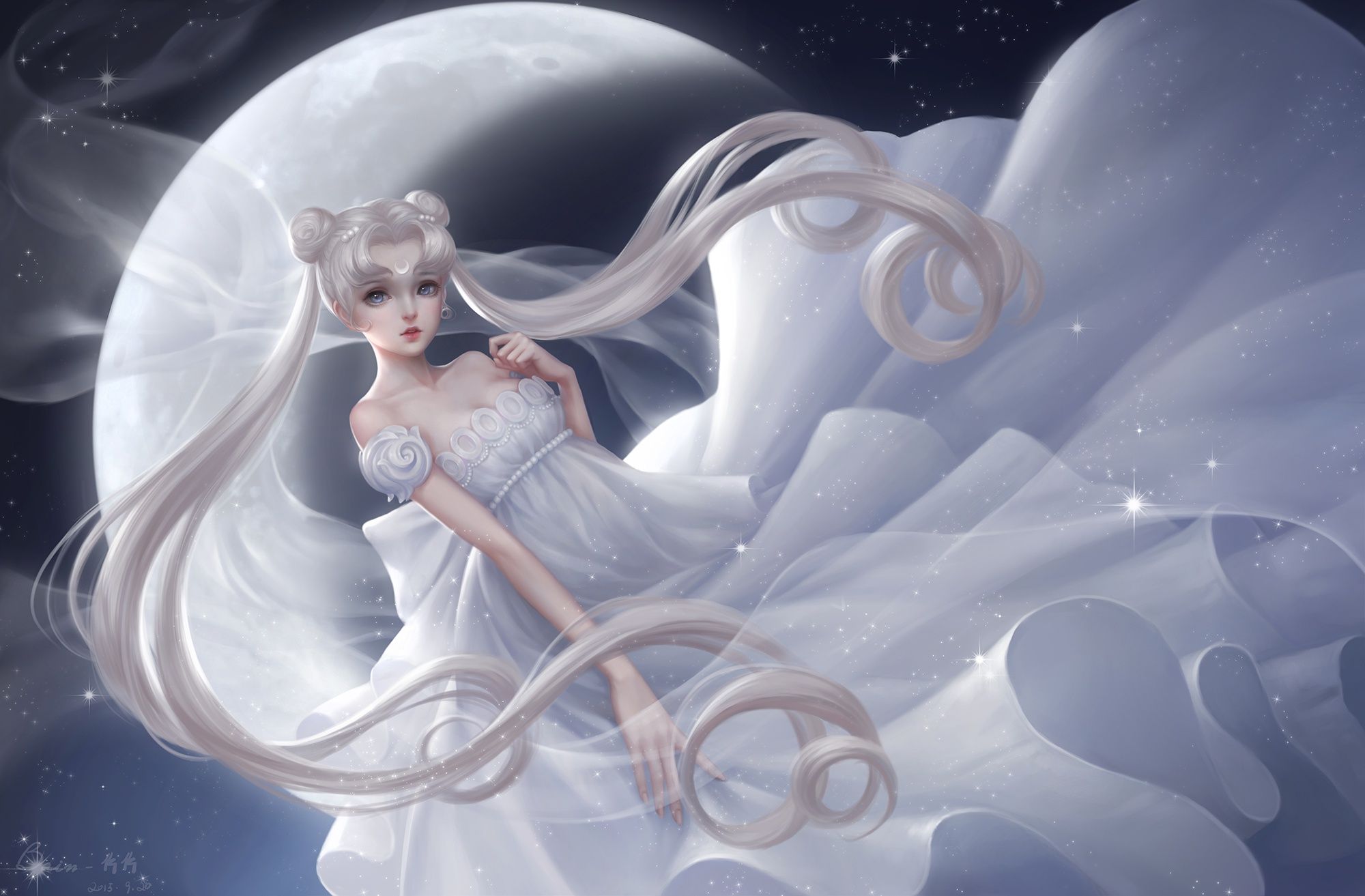 2000x1313 Wallpaper dress, tsukino usagi, princess serenity, girl, the moon, pian pian, bain, Bishoujo Senshi Sailor Moon for mobile and desktop, section прочее, resolution 2000x1313