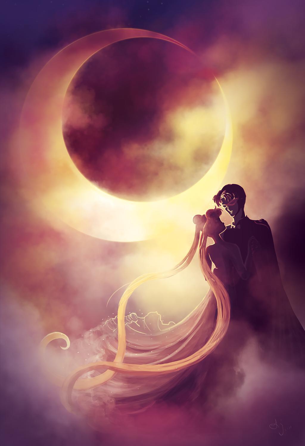 1024x1496 I painted this image of Princess Serenity and Prince Endymion dancing under the moonlight as a gift for my friends wedding