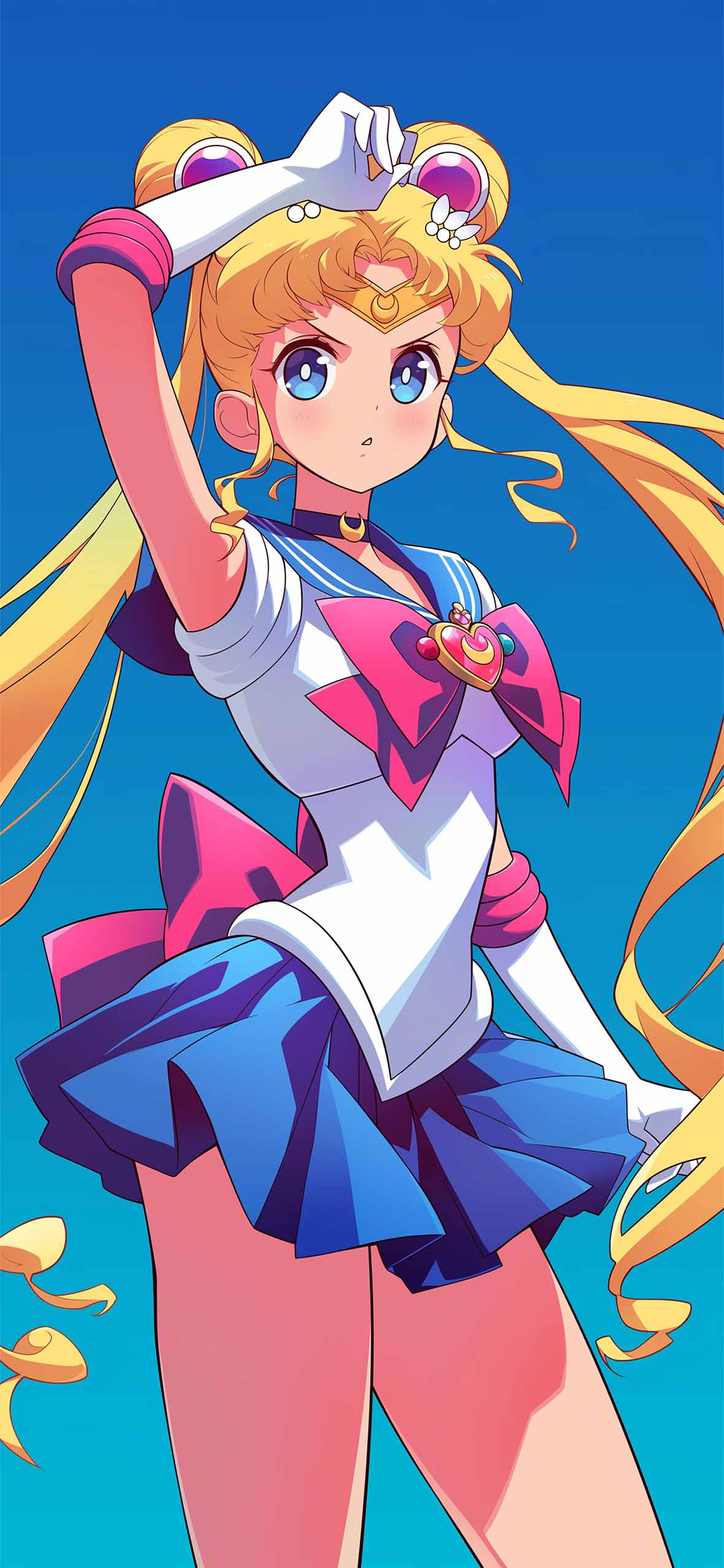1180x2554 Sailor Moon Anime Warrior Blue Sky Wallpaper