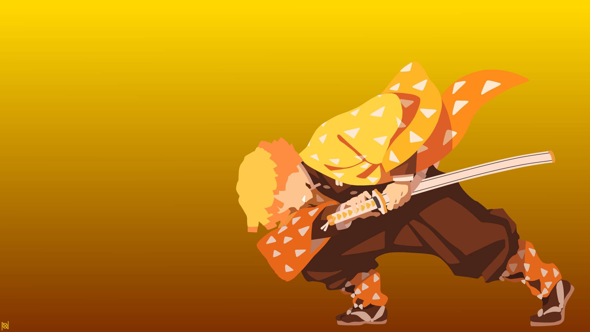 1920x1080 Download Demon Slayer Zenitsu Vector Wallpaper