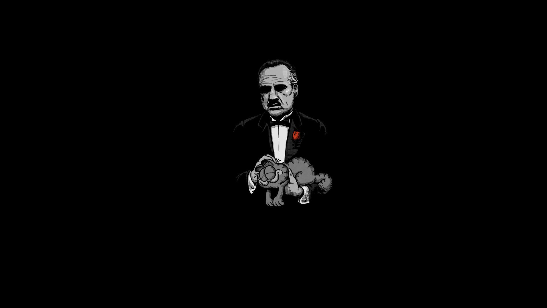 1920x1080 Wallpaper the godfather, Corleone, godfather, cat, Marlon Brando, Garfield for mobile and desktop, section минимализм, resolution 1920x1080